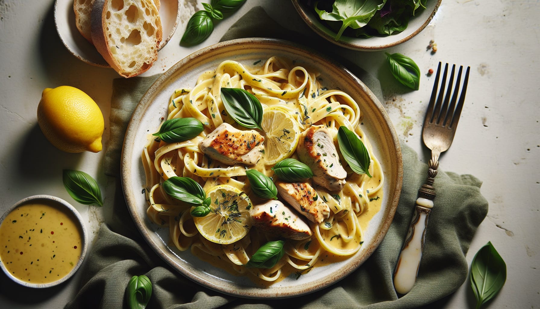 Simple Homemade Creamy Lemon Basil Chicken Pasta - A delicious recipe by DigiDish
