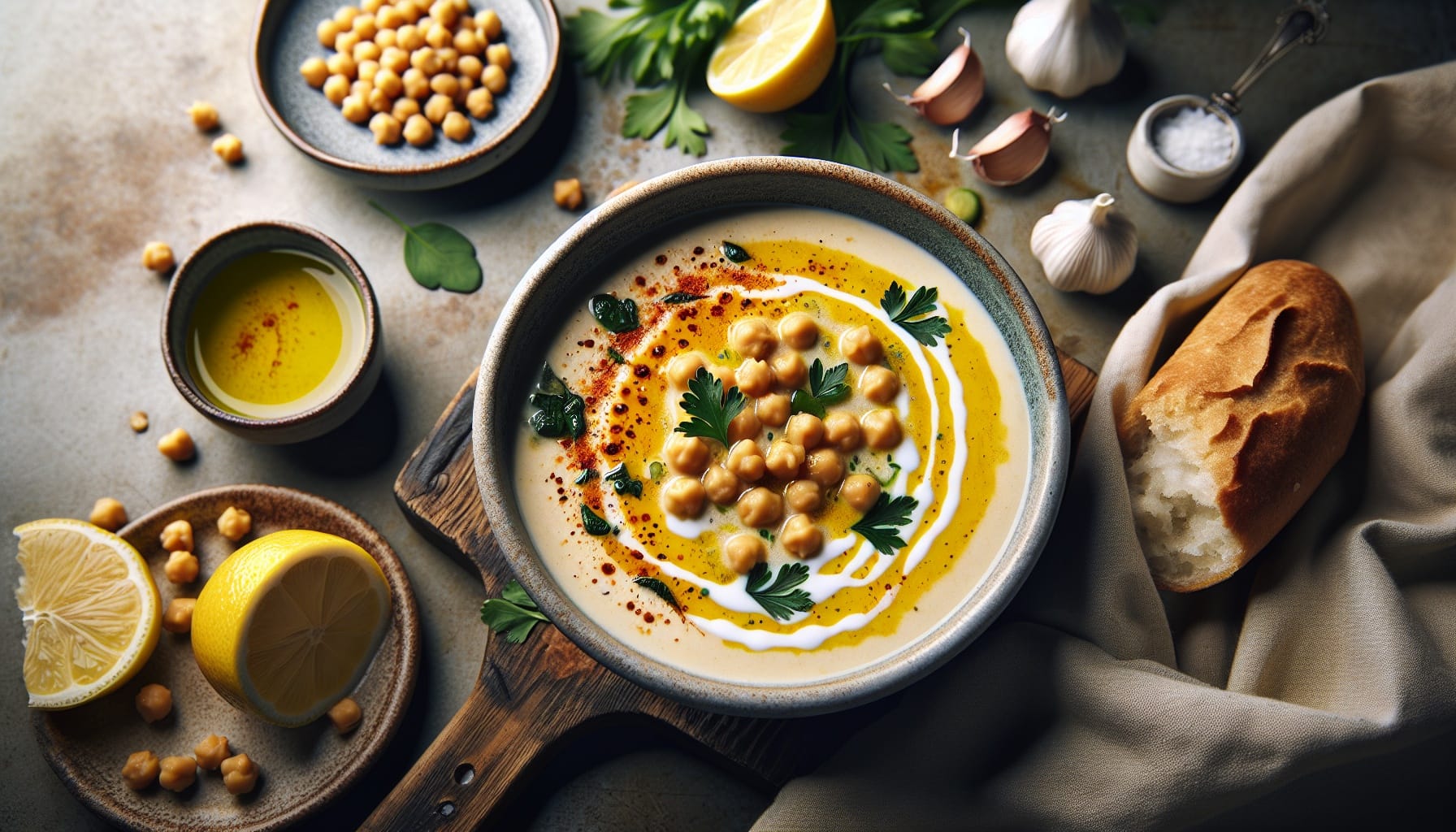 Simple Homemade Creamy Lemon Garlic Chickpea Soup - A delicious recipe by DigiDish