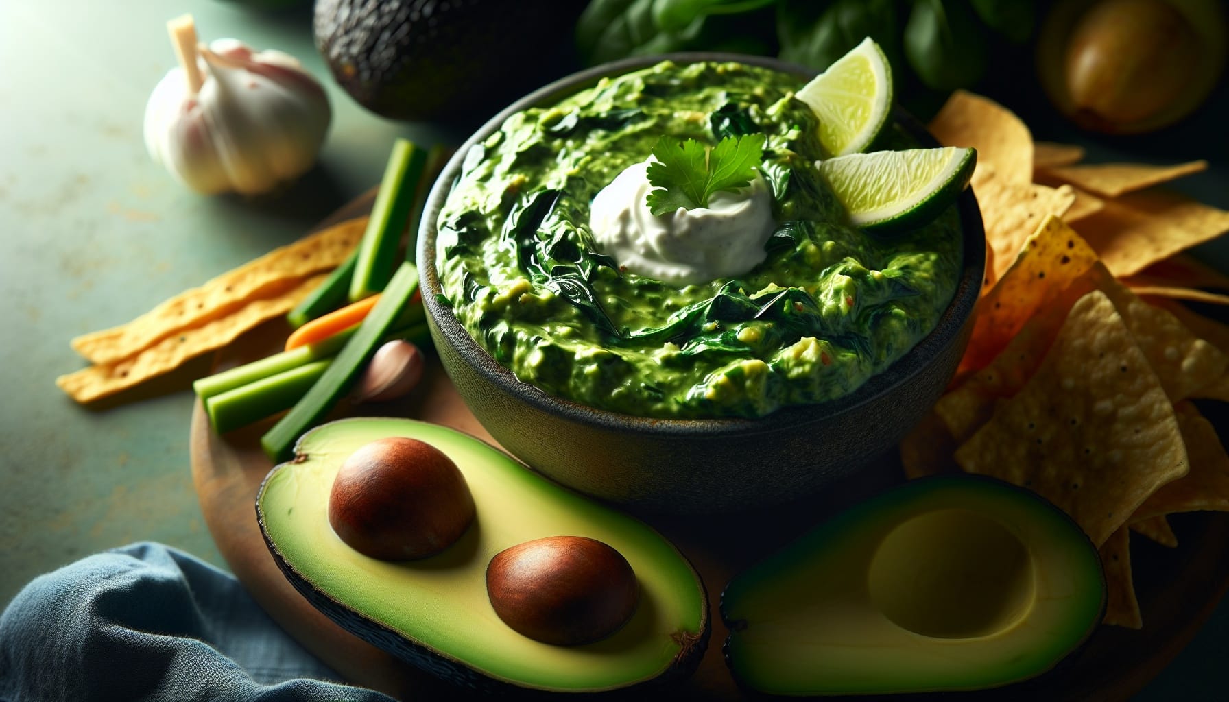 Simple Homemade Creamy Spinach Avocado Dip with Tortilla Chips - A delicious recipe by DigiDish