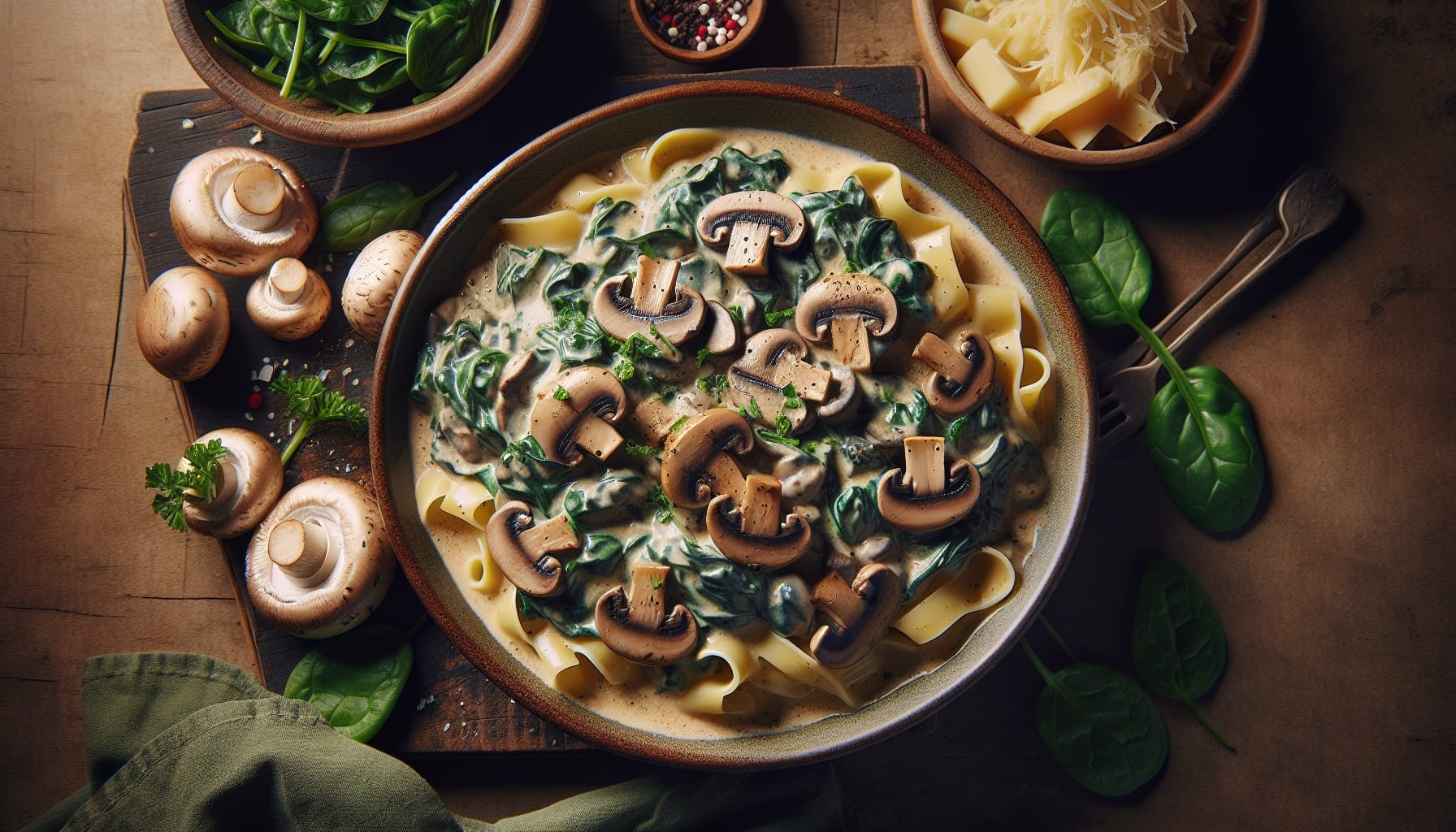 Simple Homemade Creamy Spinach and Mushroom Stroganoff - A delicious recipe by DigiDish