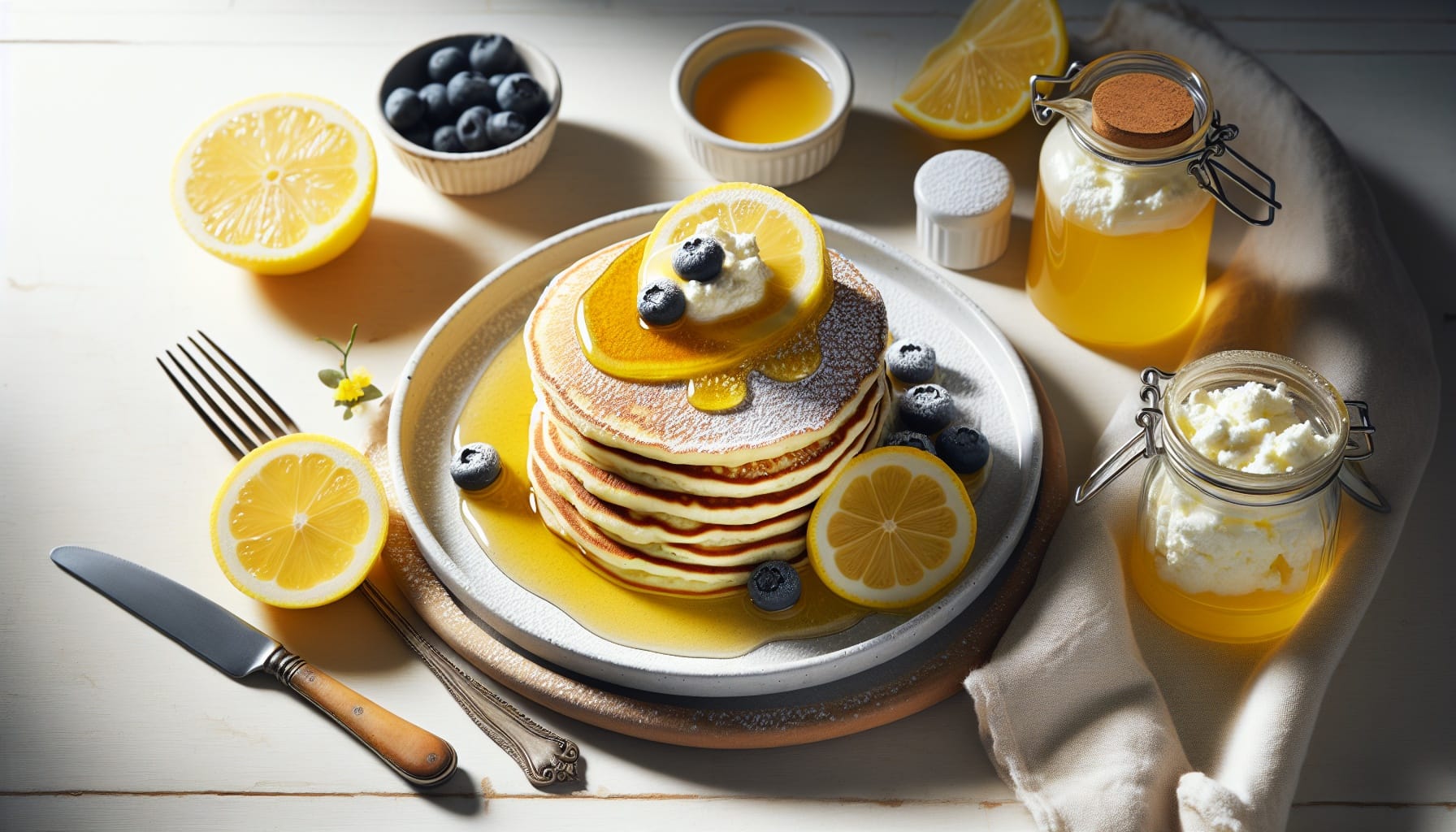 Simple Homemade Fluffy Ricotta Pancakes with Lemon Syrup - A delicious recipe by DigiDish