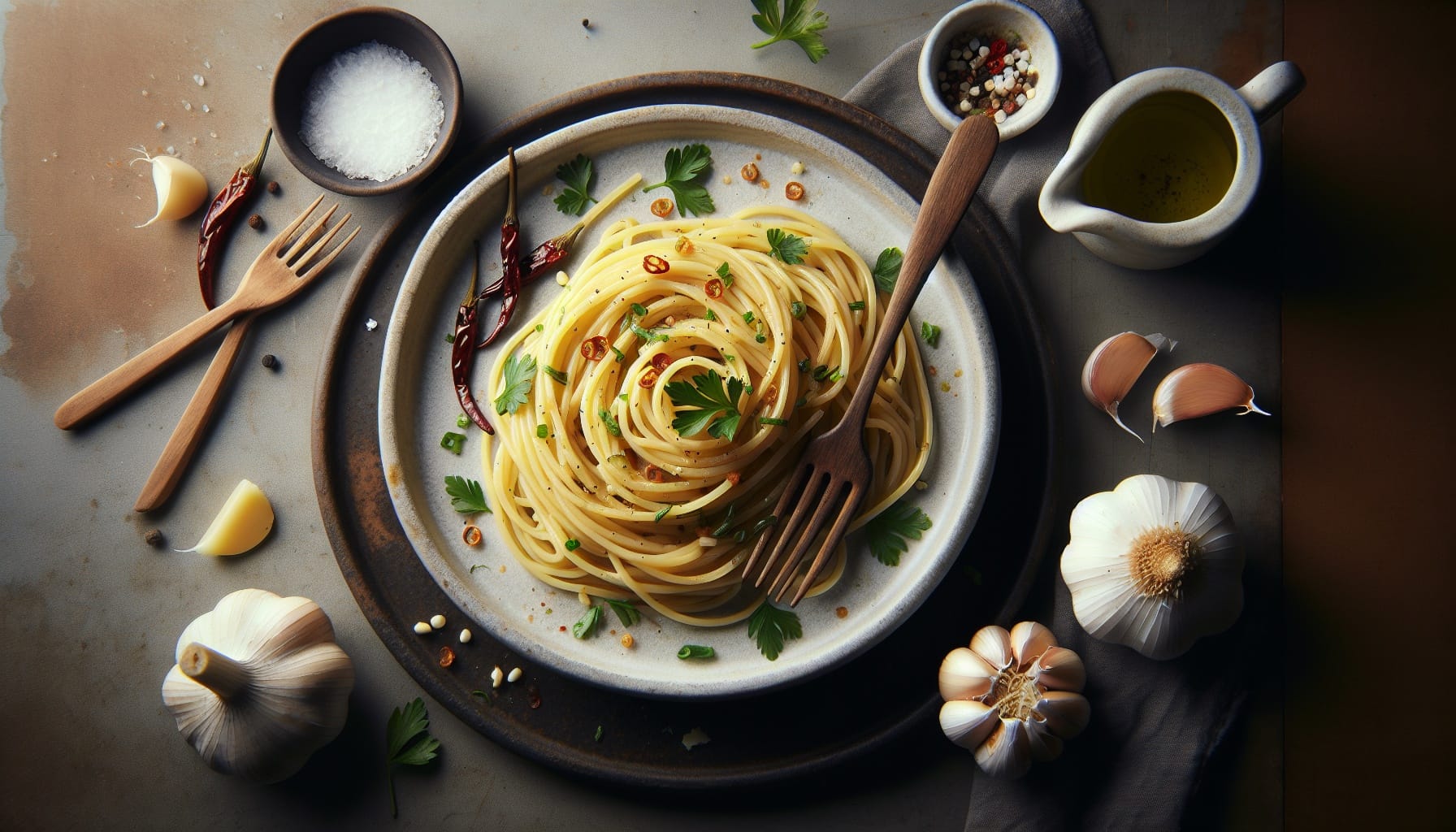 Simple Homemade Spaghetti Aglio e Olio with Garlic and Chili Flakes - A delicious recipe by DigiDish