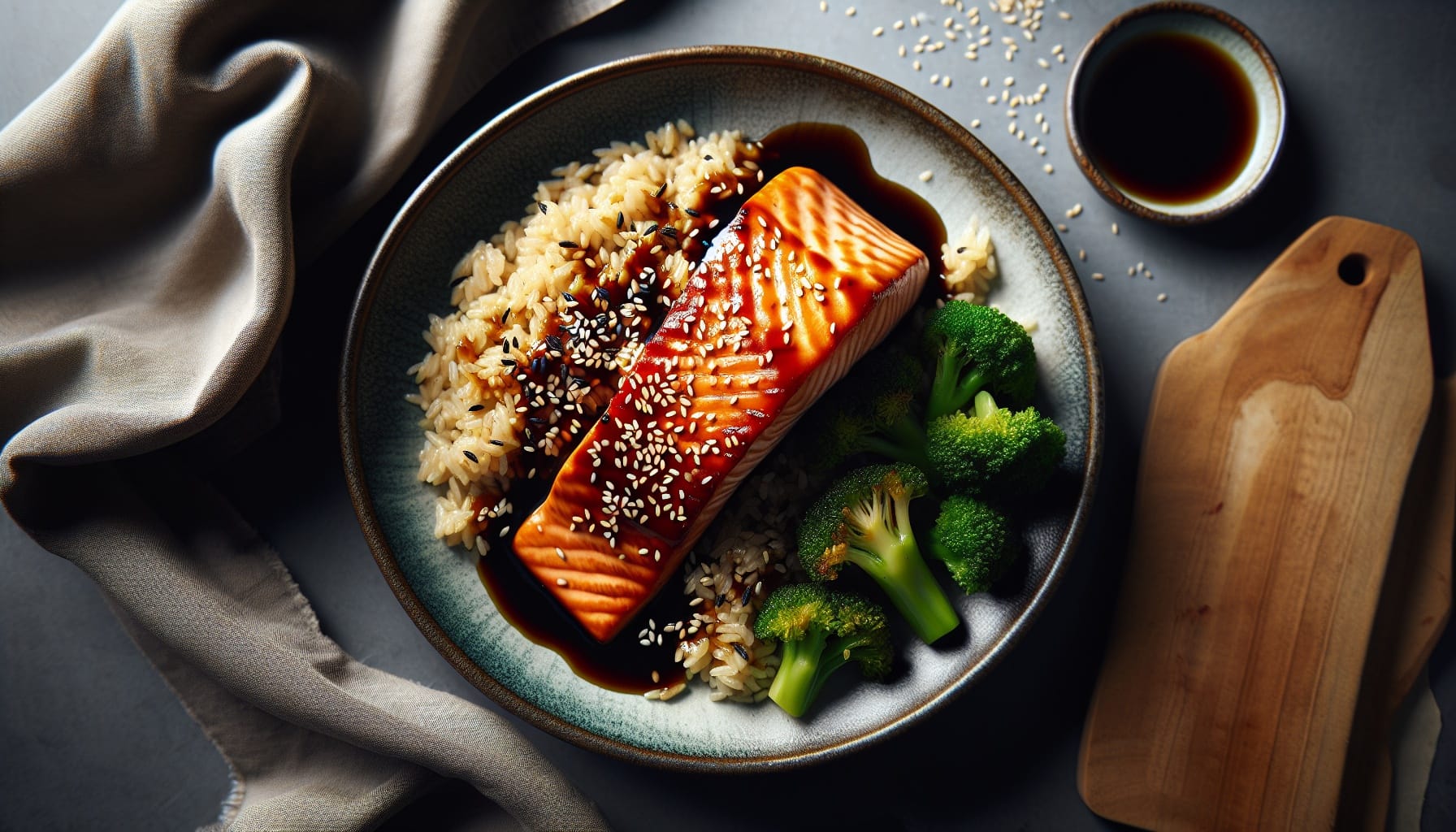 Simple Homemade Teriyaki Glazed Salmon with Sesame Rice - A delicious recipe by DigiDish