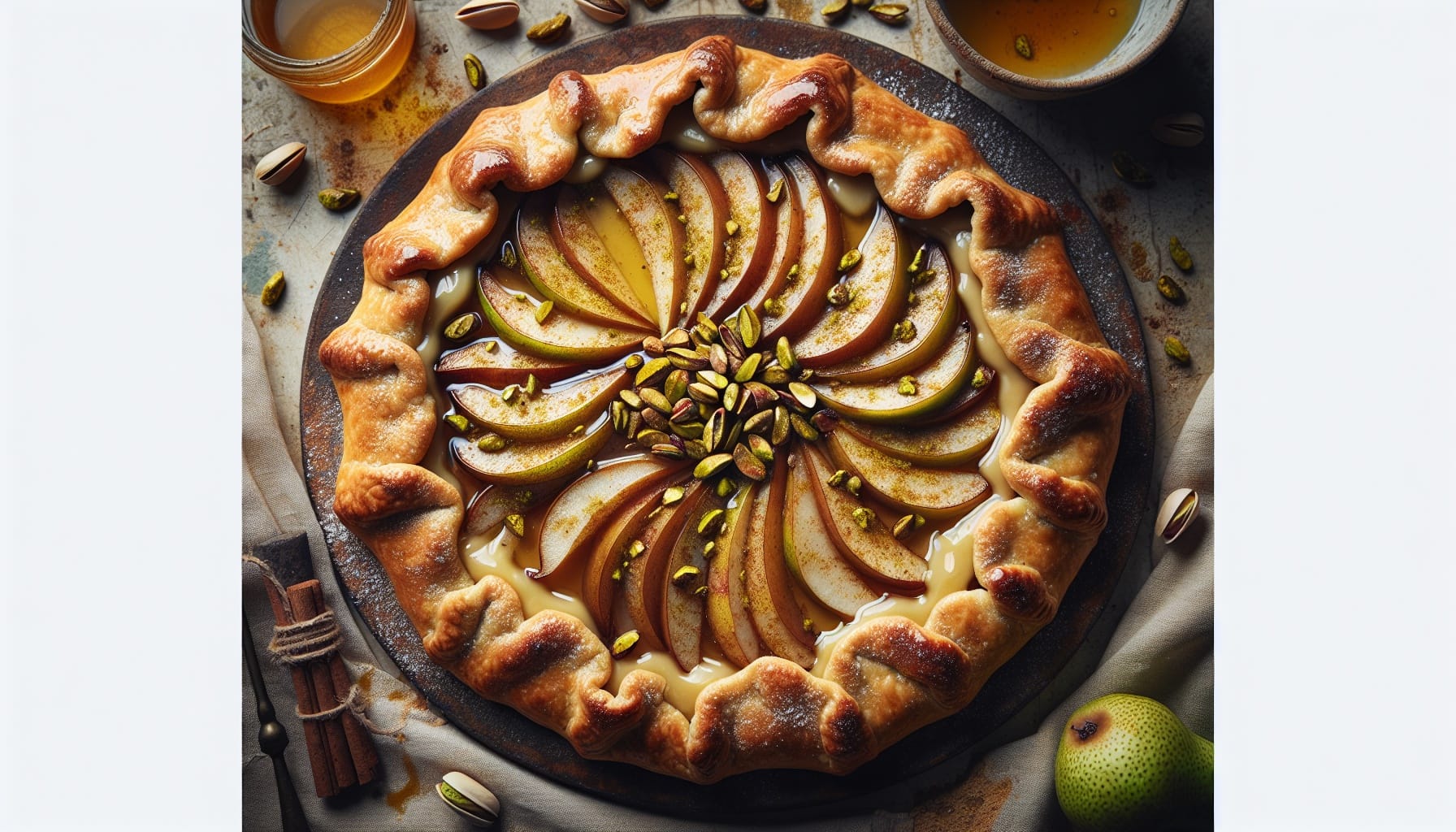 Spiced Pear and Pistachio Galette with Honey Vanilla Glaze - A delicious recipe by DigiDish