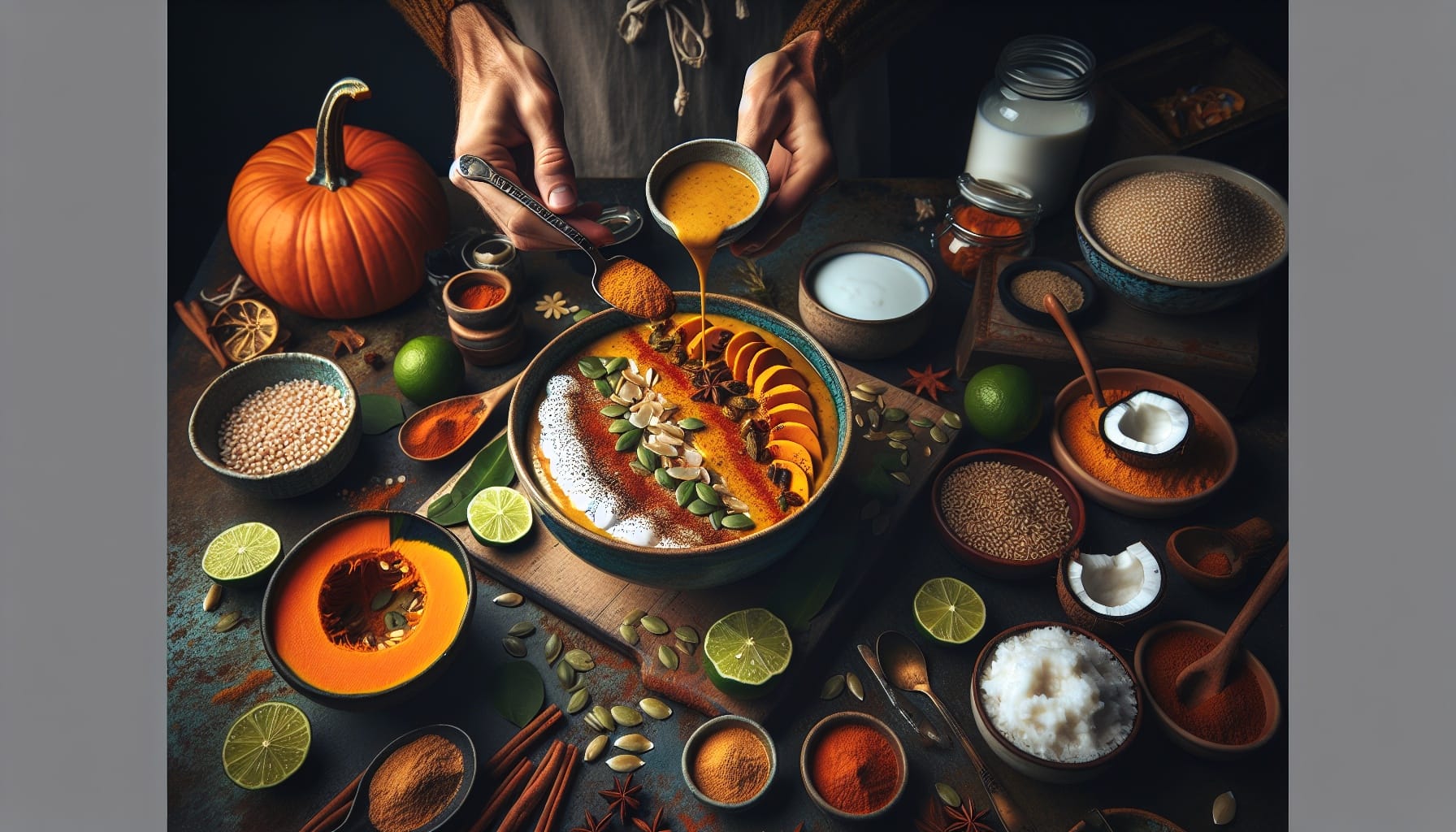 Spiced Pumpkin Millet Bowl with Coconut Lime Drizzle - A delicious recipe by DigiDish