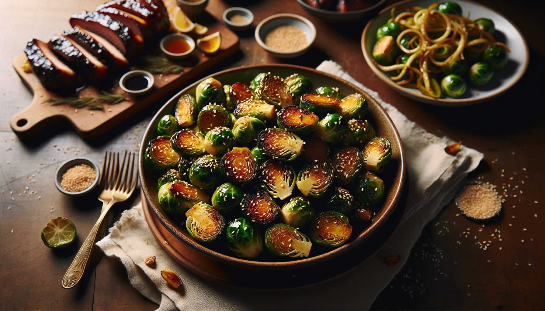 Maple Miso Glazed Brussels Sprouts with Toasted Sesame Seeds - A delicious recipe by DigiDish