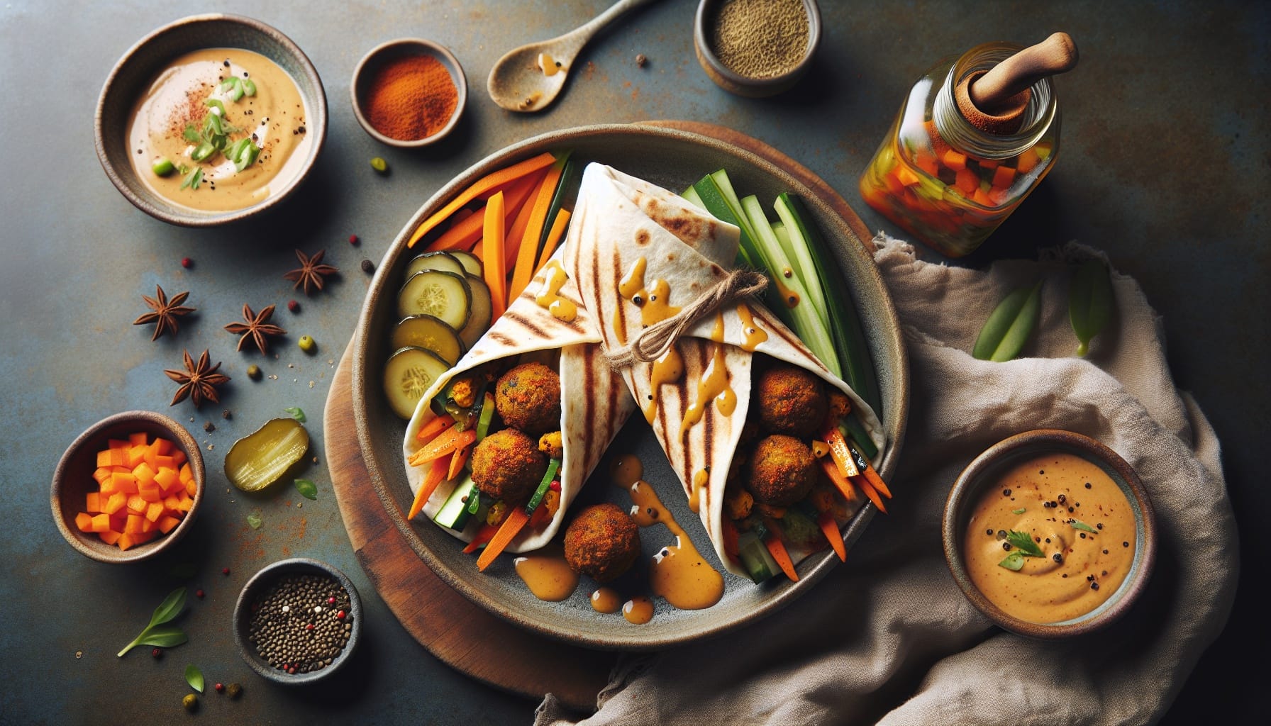 Spiced Sweet Potato Falafel Wraps with Maple Tahini Drizzle - A delicious recipe by DigiDish