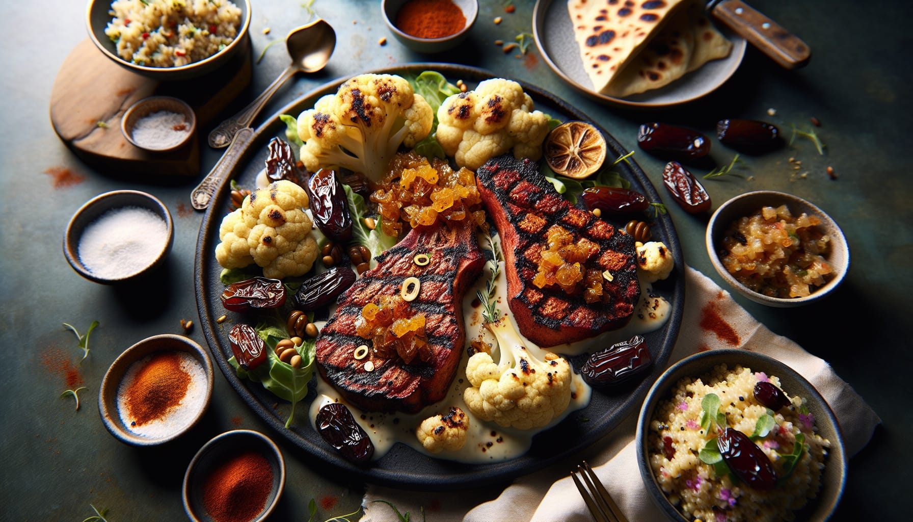 Smoky Paprika Cauliflower Steaks with Savory Date Shallot Relish - A delicious recipe by DigiDish
