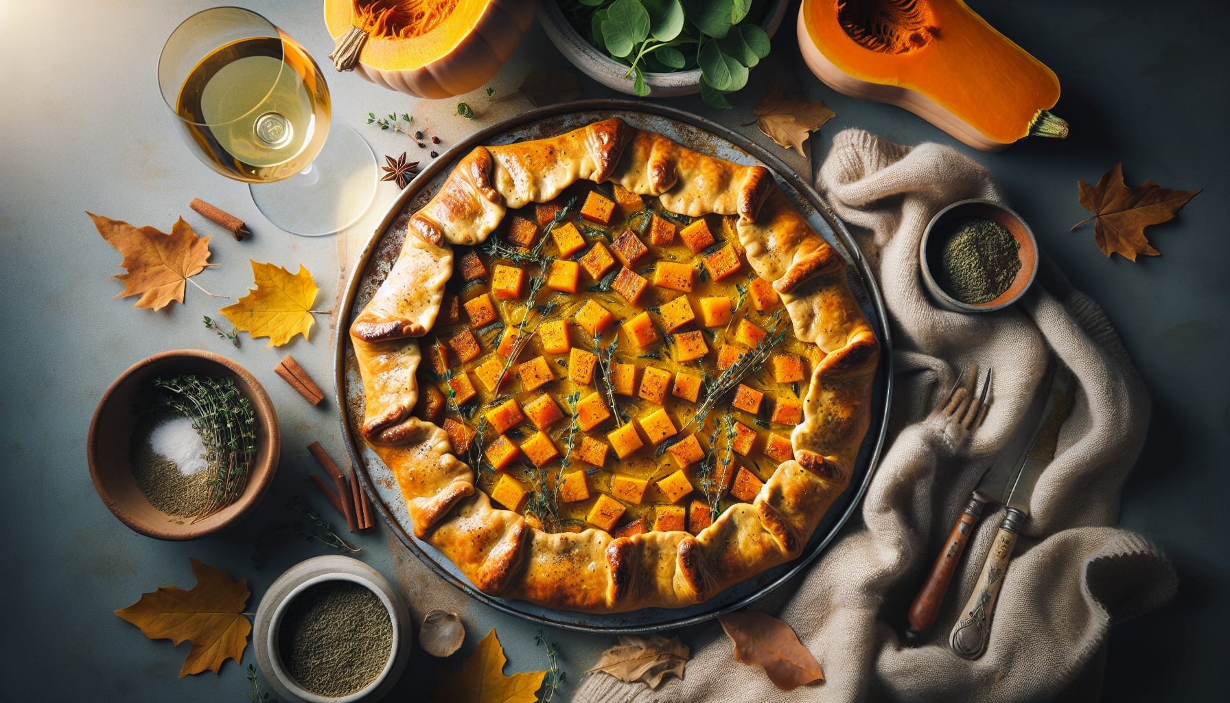 Spiced Butternut Squash Galette with Maple Thyme Glaze - A delicious recipe by DigiDish