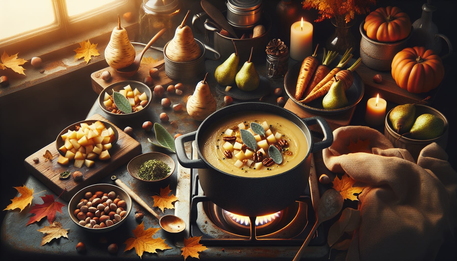 Roasted Parsnip and Pear Soup with Toasted Hazelnut Sage Gremolata - A delicious recipe by DigiDish