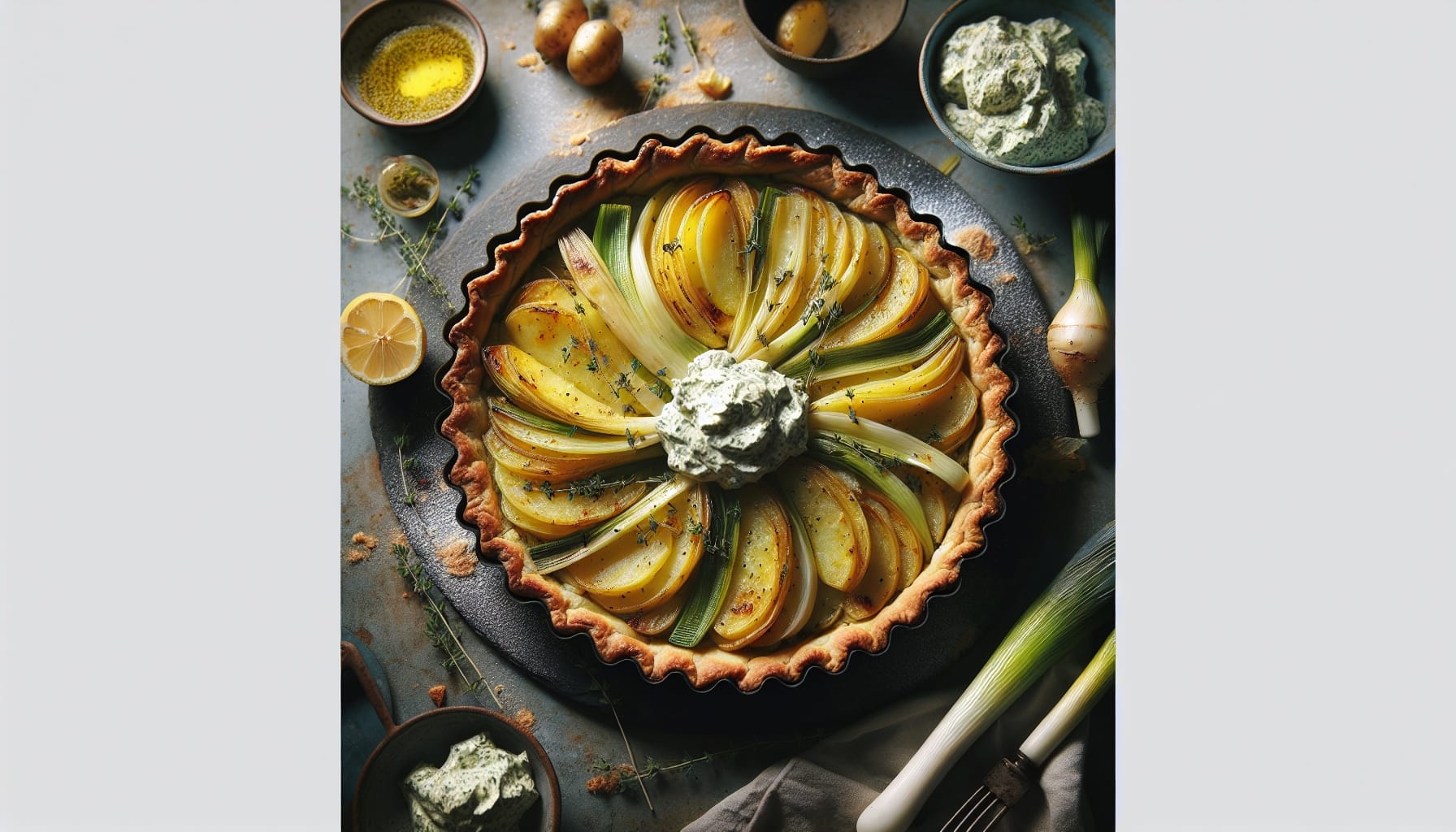 Roasted Leek and Potato Tart with Thyme Lemon Ricotta - A delicious recipe by DigiDish