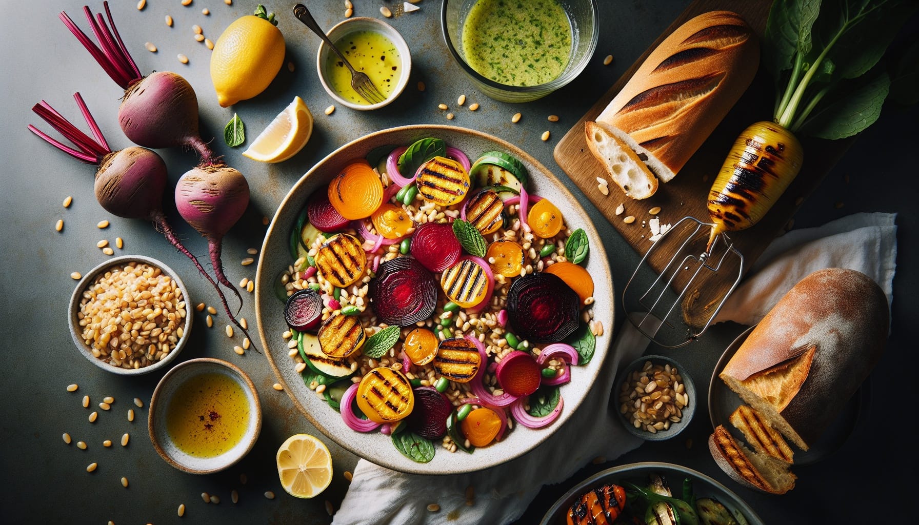 Toasted Farro Salad with Roasted Golden Beets and Citrus Mint Vinaigrette - A delicious recipe by DigiDish