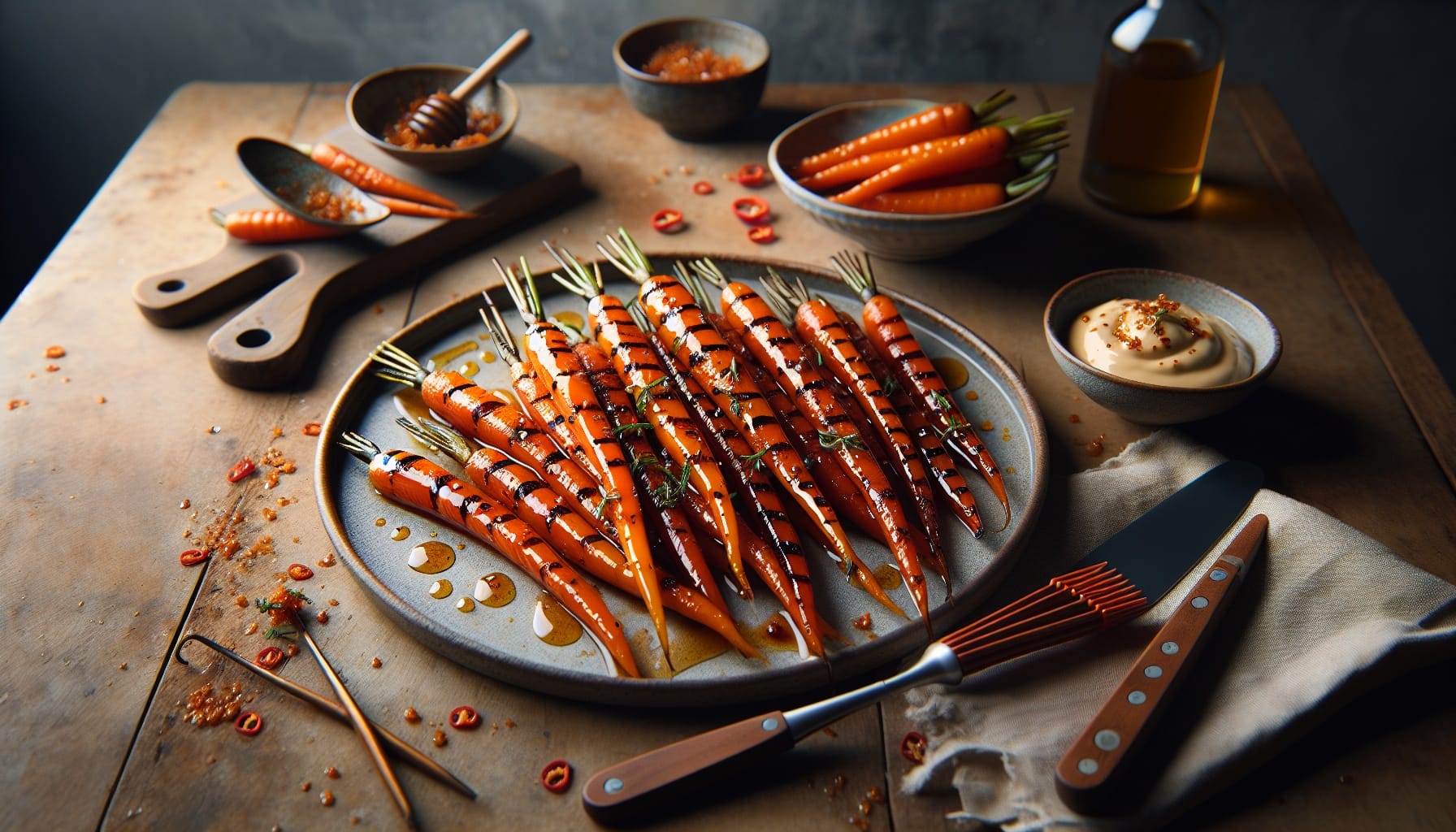 Honey Ginger Grilled Carrots with Sesame Lime Yogurt and Toasted Chili Crunch - A delicious recipe by DigiDish