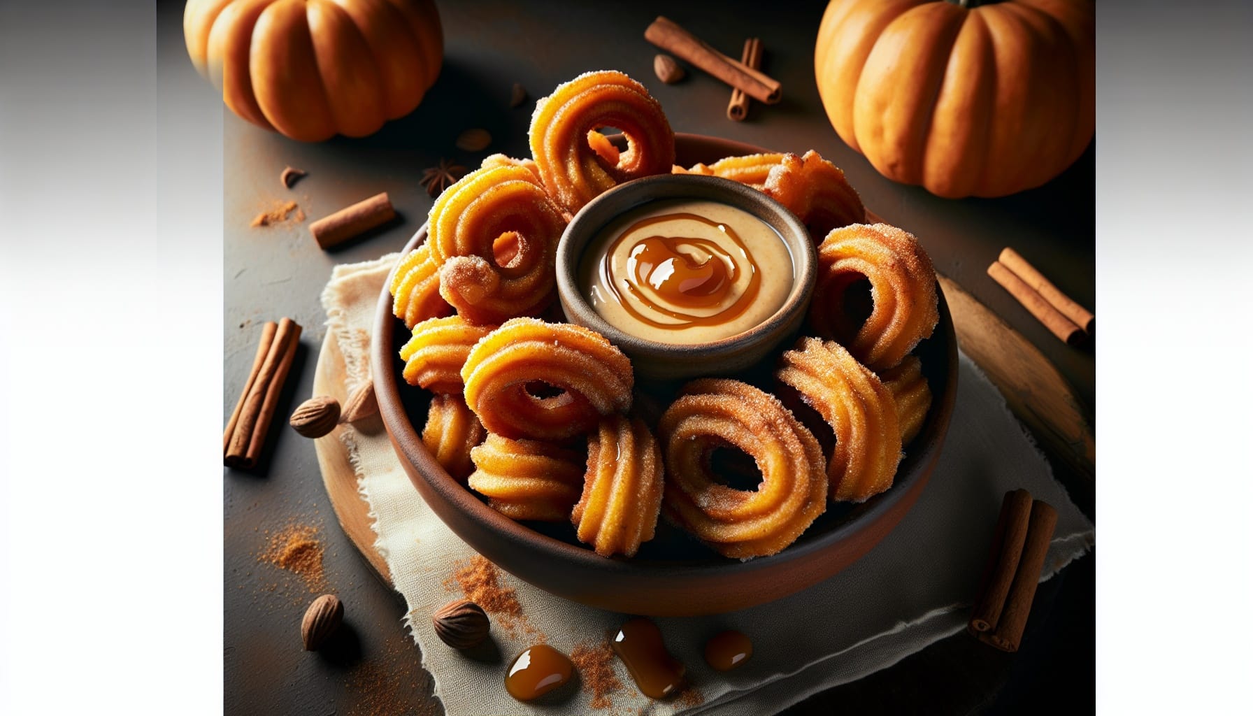 Pumpkin Spice Churro Bites with Maple Cinnamon Dipping Sauce - A delicious recipe by DigiDish