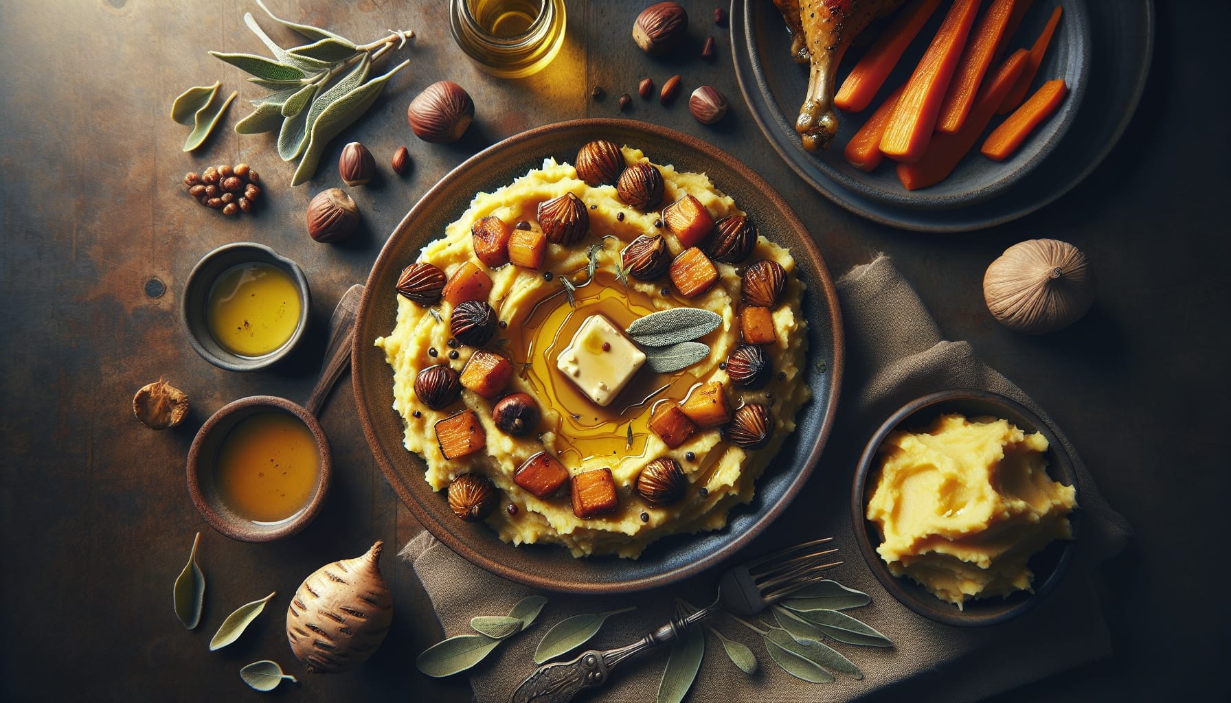 Honey Roasted Parsnip and Chestnut Mash with Sage Brown Butter Drizzle - A delicious recipe by DigiDish