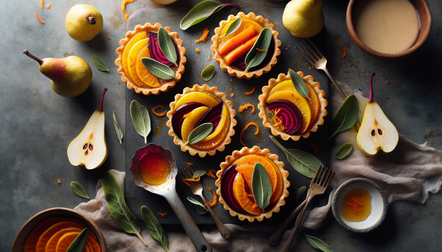 Golden Beet and Sage Tartlets with Maple Dijon Glaze - A delicious recipe by DigiDish