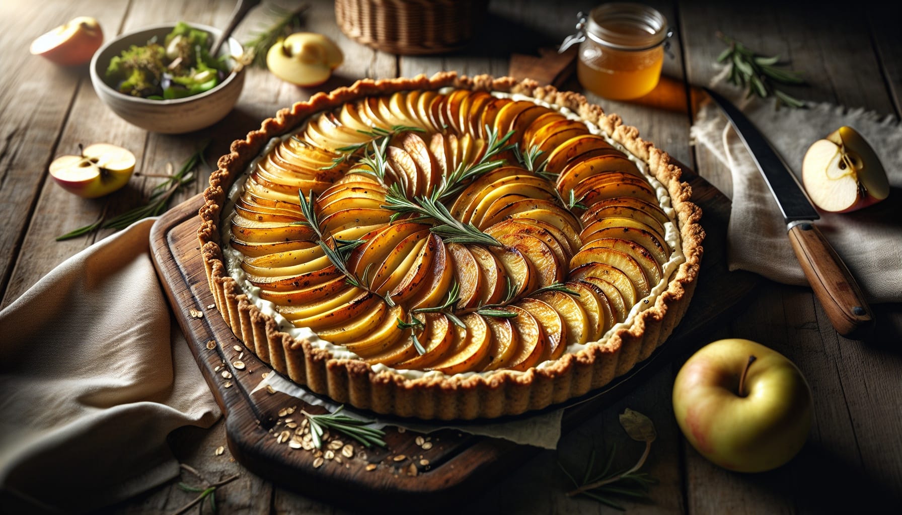 Roasted Parsnip and Apple Tart with Savory Rosemary Oat Crust - A delicious recipe by DigiDish