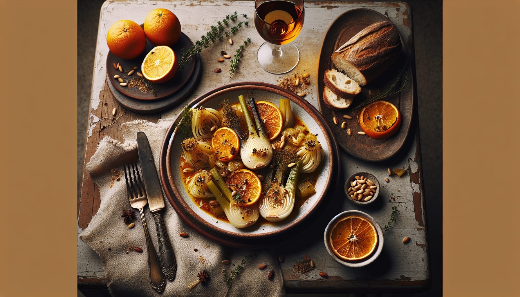 Braised Fennel and Orange Ragout with Toasted Pine Nut Crumble - A delicious recipe by DigiDish