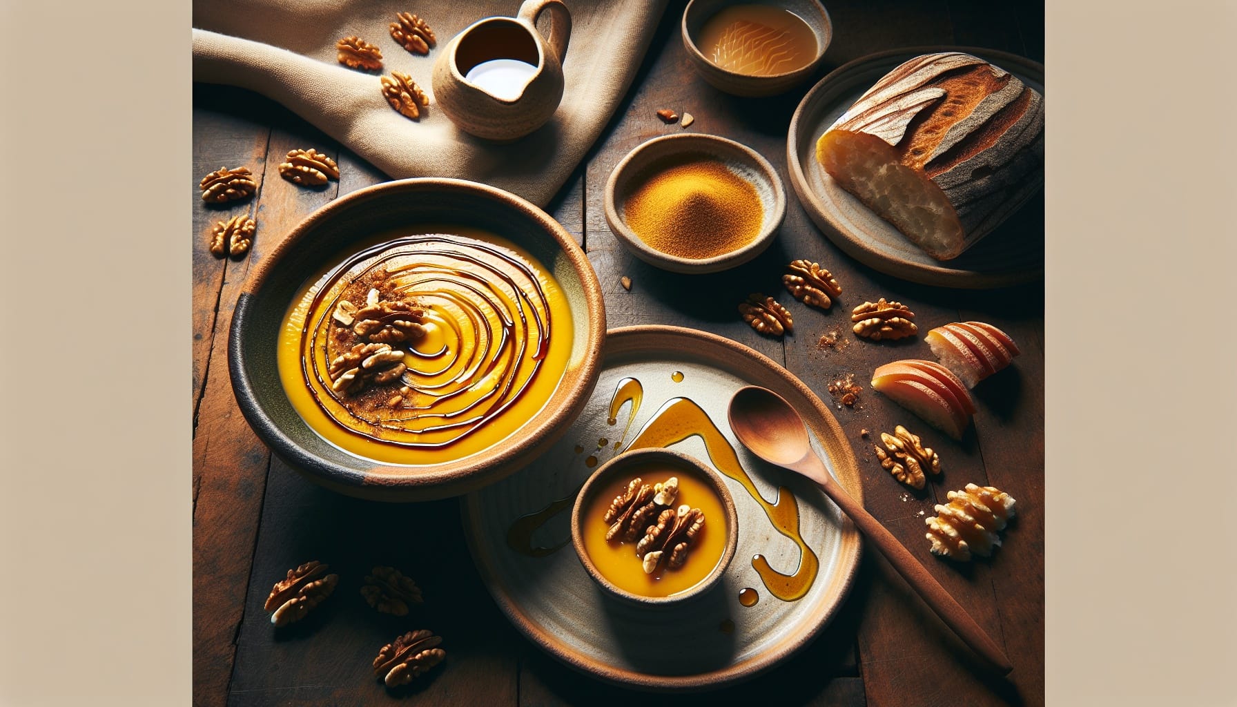 Golden Parsnip Ginger Soup with Spiced Walnut Dust and Maple Drizzle - A delicious recipe by DigiDish