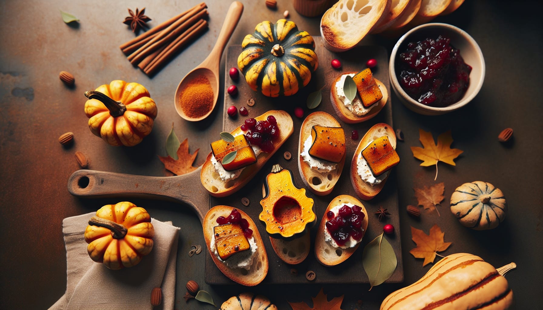 AutumnSpicedAcornSquashCrostiniwithRicottaandCranberryChutney - A delicious recipe by DigiDish