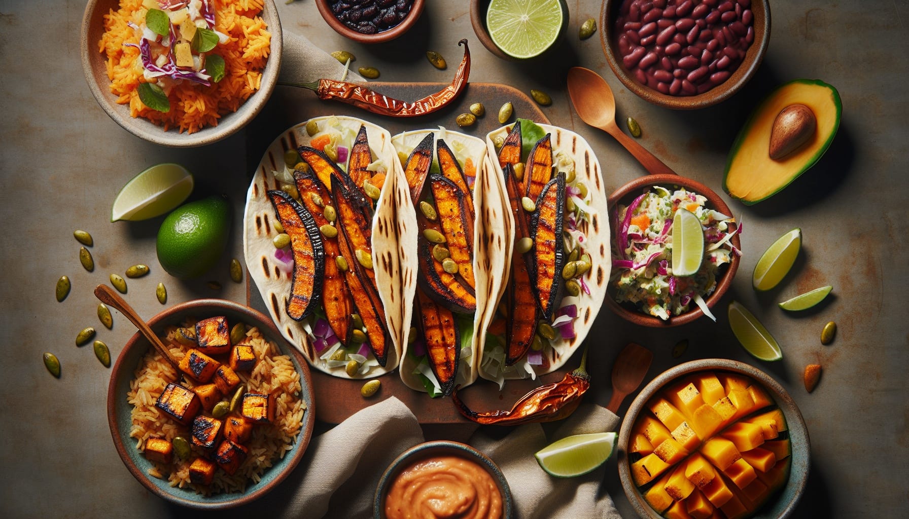Maple Roasted Sweet Potato Tacos with Chipotle Lime Crema and Crunchy Pepita Slaw - A delicious recipe by DigiDish
