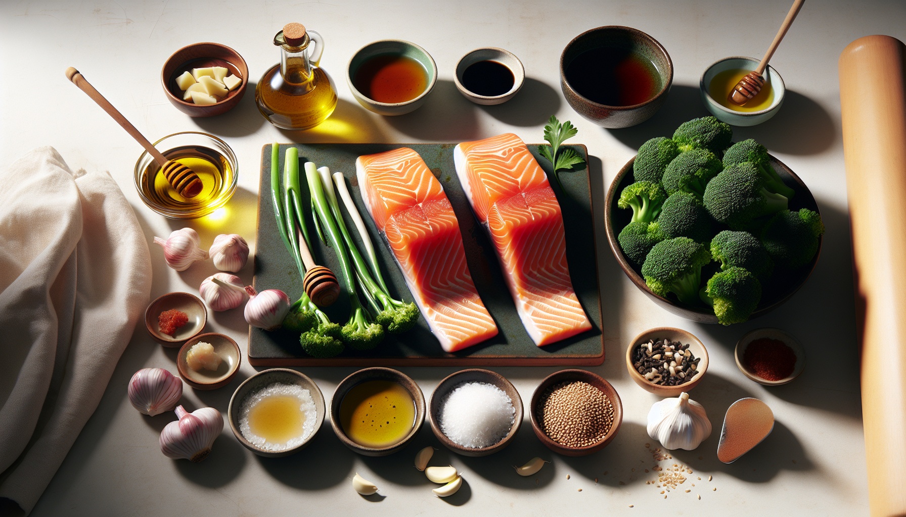 Sesame Honey Glazed Salmon with Miso Roasted Broccoli Recipe