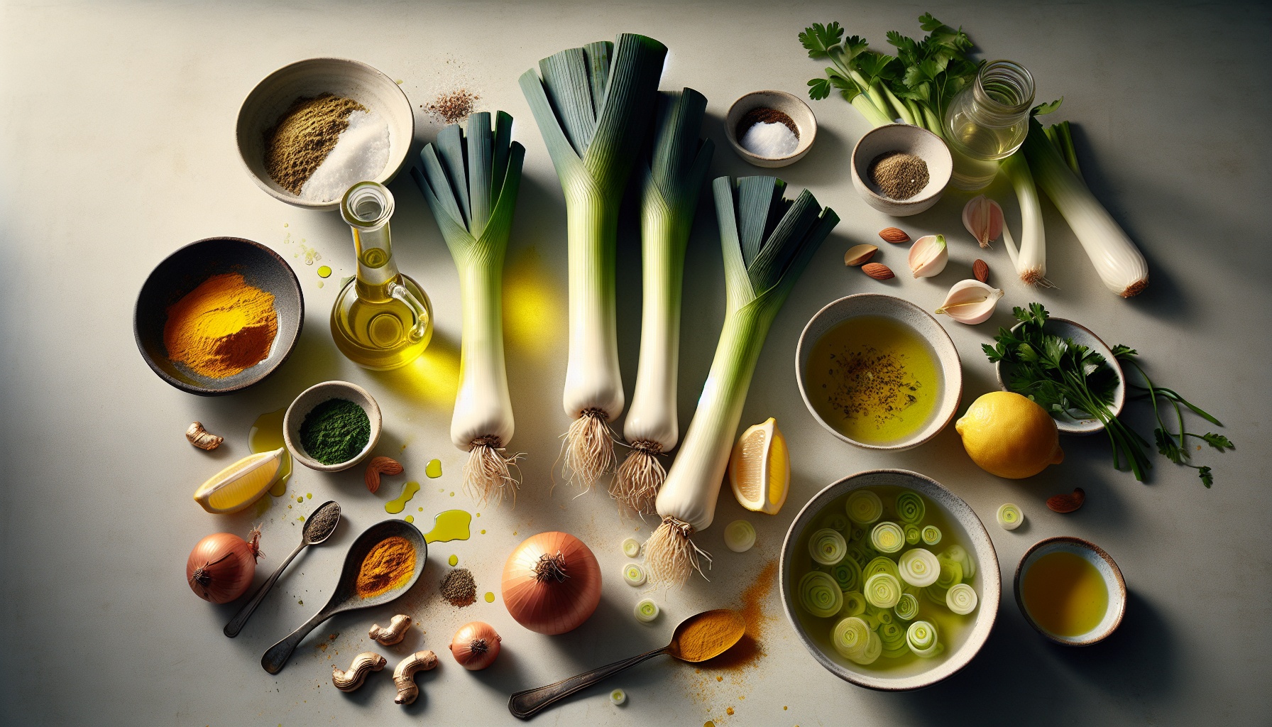 Turmeric Ginger Braised Leeks with Toasted Almond Gremolata Recipe