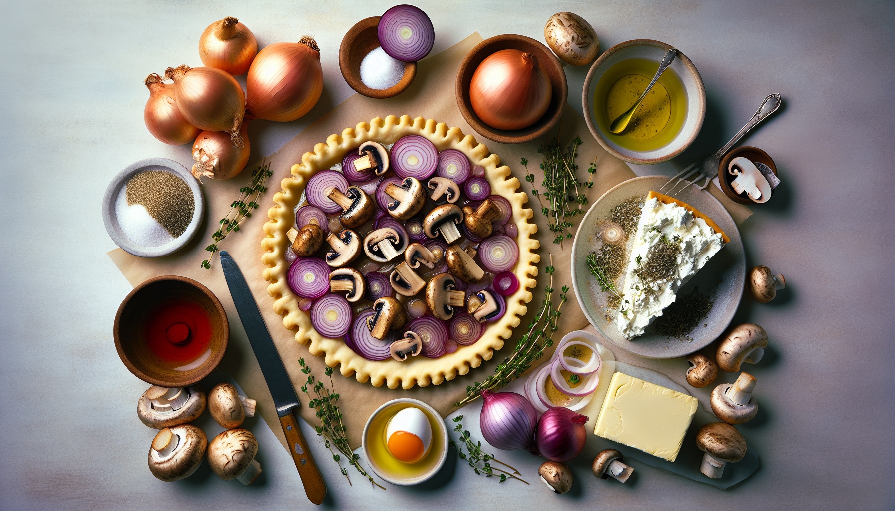 Caramelized Shallot and Balsamic Mushroom Tart with Thyme Ricotta Recipe
