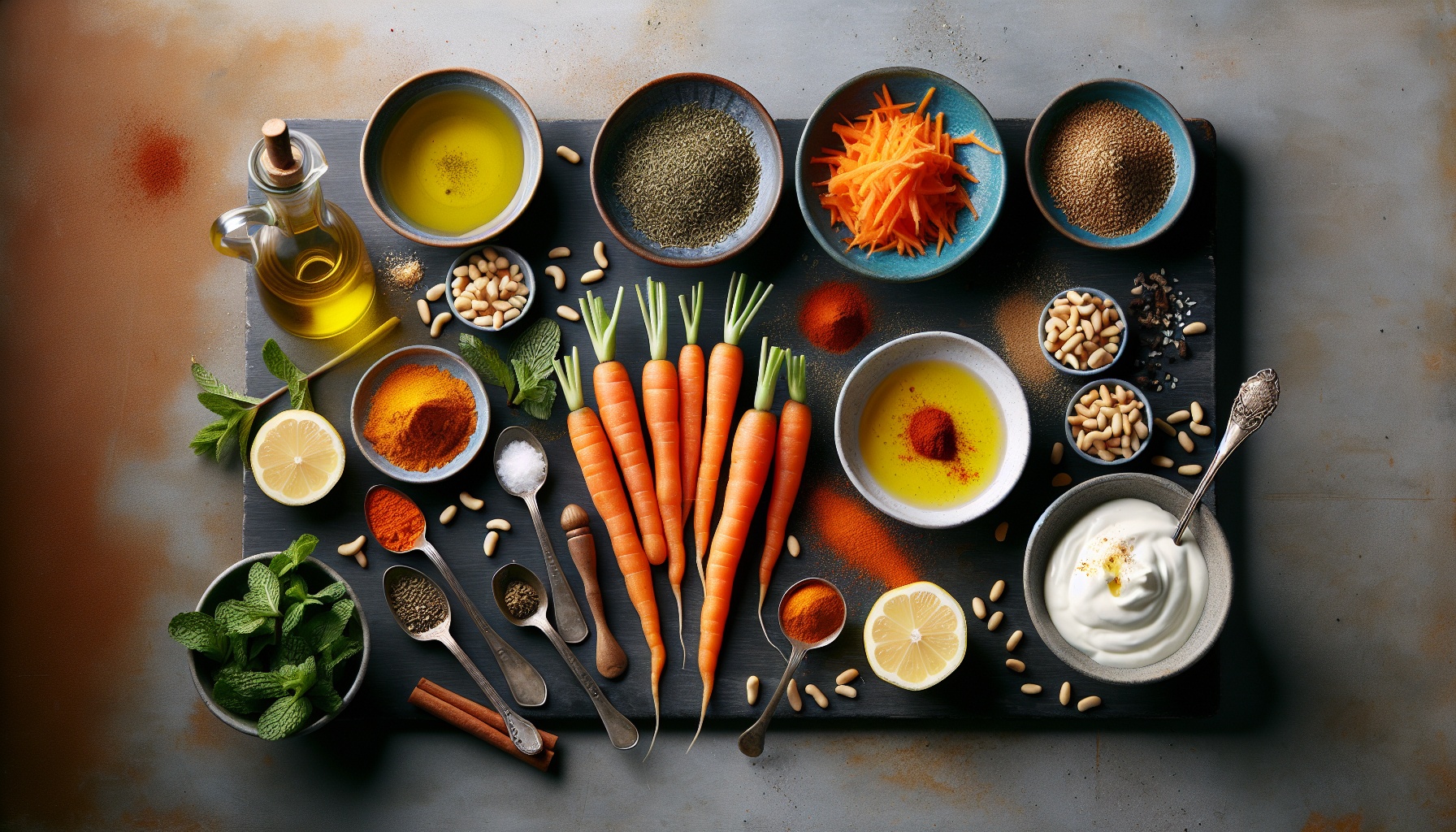 Moroccan Spiced Carrot Salad with Toasted Pine Nuts and Mint Yogurt Dressing Recipe