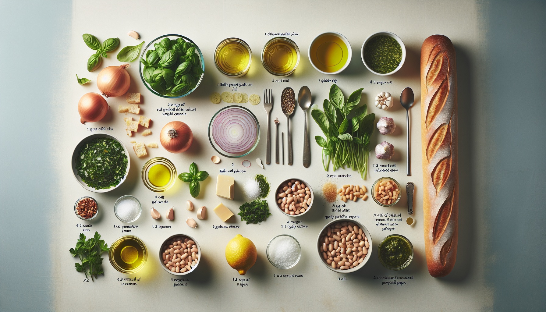 Silky White Bean Soup with Lemon Basil Pesto and Garlic Croutons Recipe