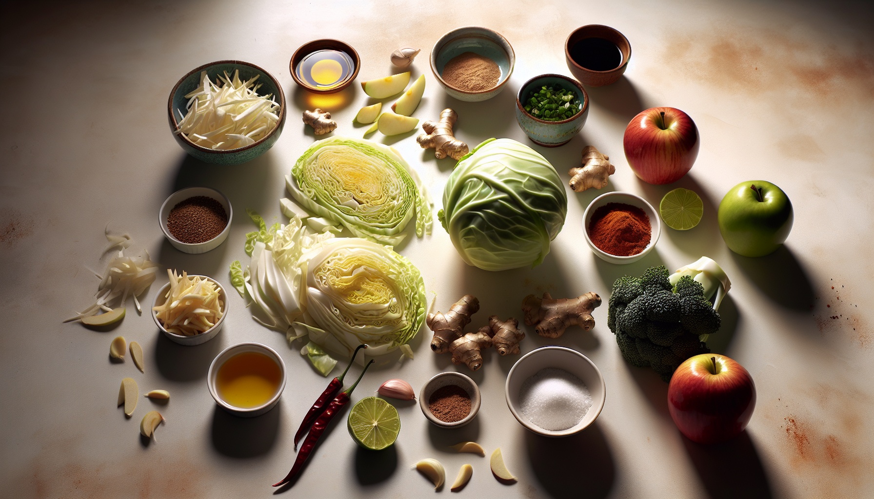 Spiced Cabbage and Apple Stir Fry with Sesame Lime Dressing Recipe