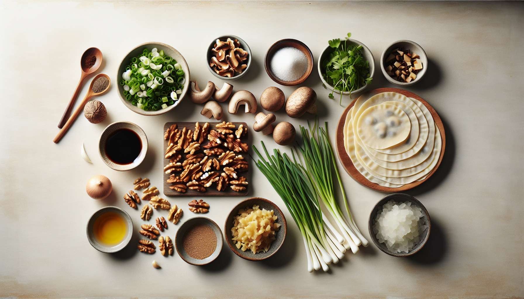 Walnut Shitake Dumplings with Ginger Soy Dipping Sauce Recipe