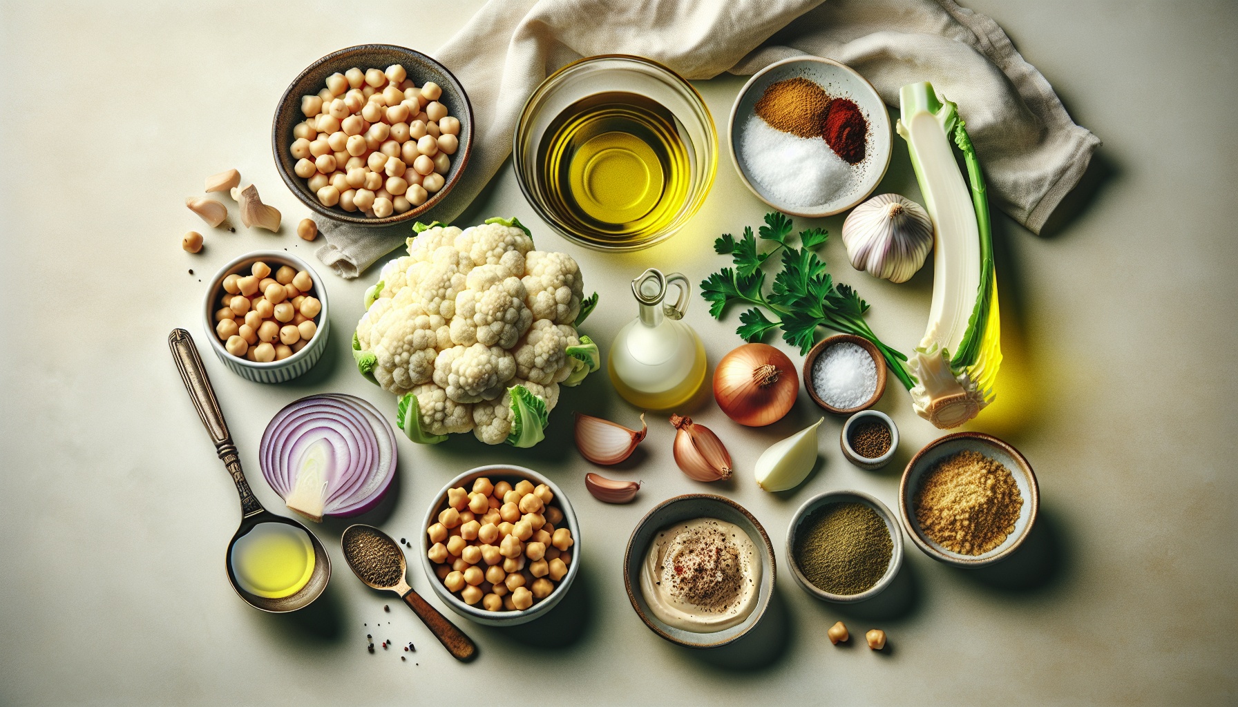 Velvety Cauliflower Soup with Tahini Swirl and Crispy Zaatar Chickpeas Recipe