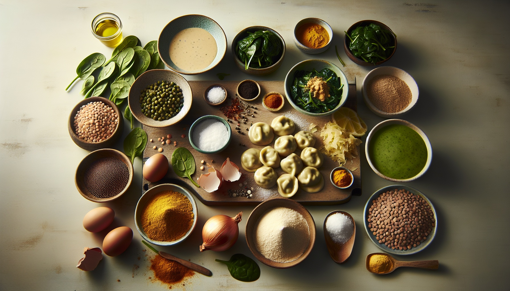 Savory Lentil and Spinach Dumplings with Turmeric Coconut Sauce Recipe