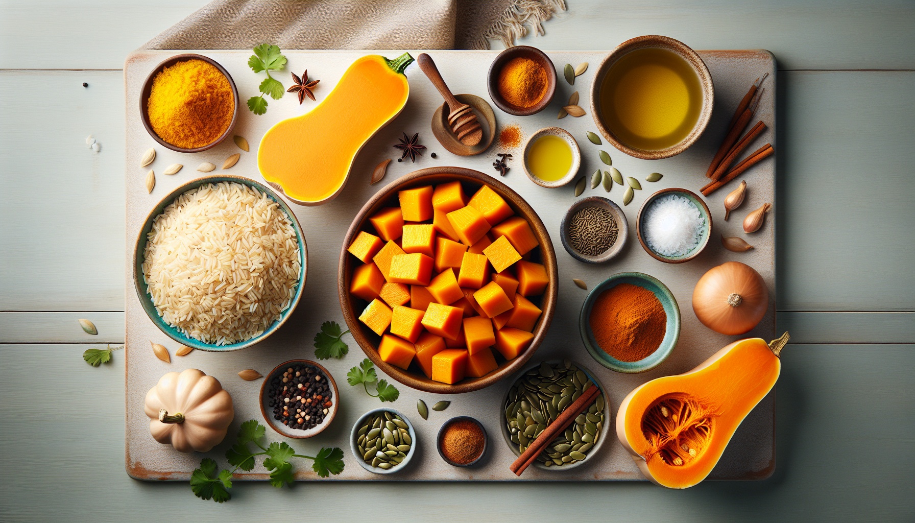Golden Turmeric Rice with Roasted Squash and Spiced Pepita Crunch Recipe