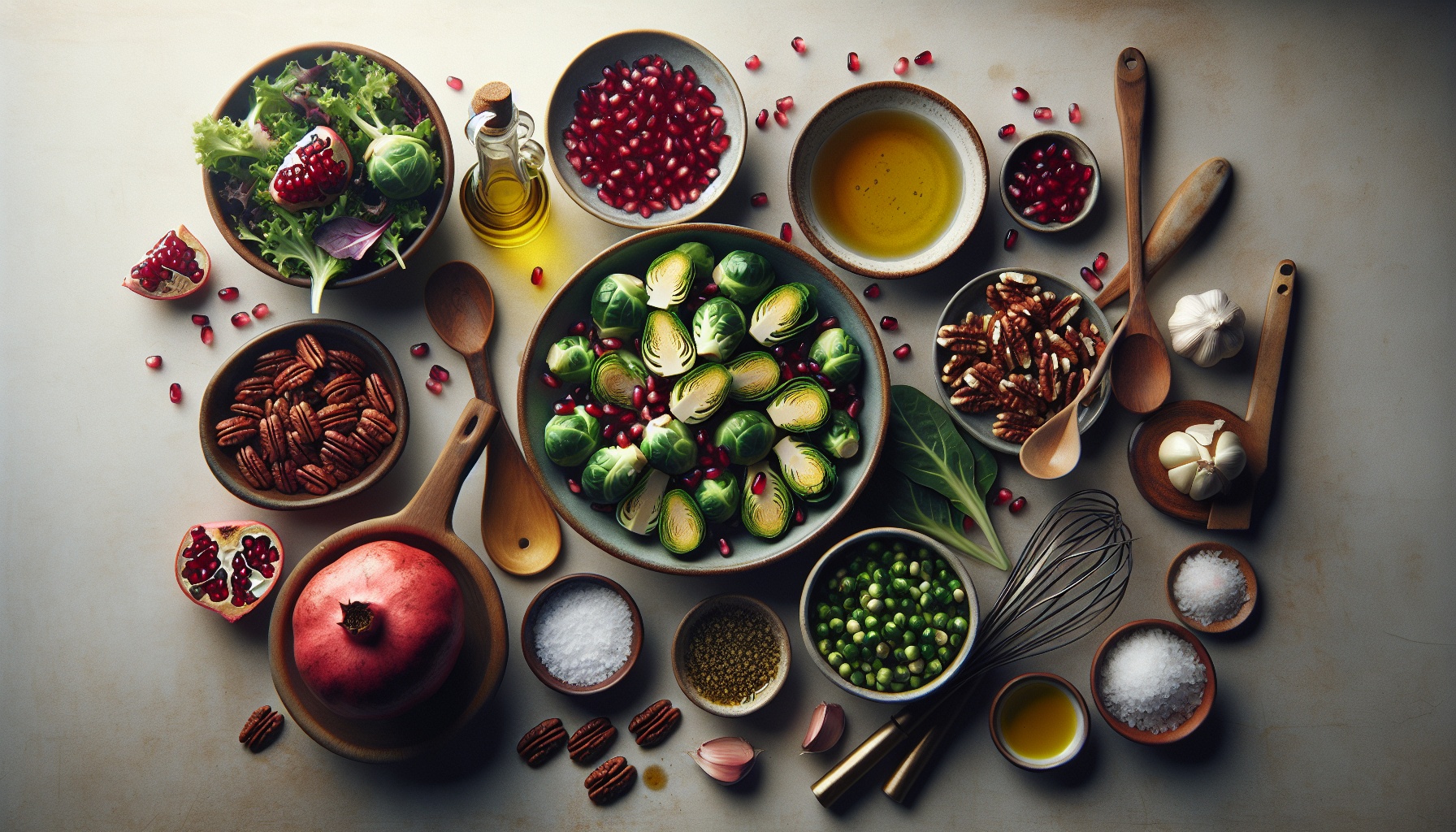 Roasted Brussels Sprout and Pomegranate Salad with Maple Mustard Dressing Recipe