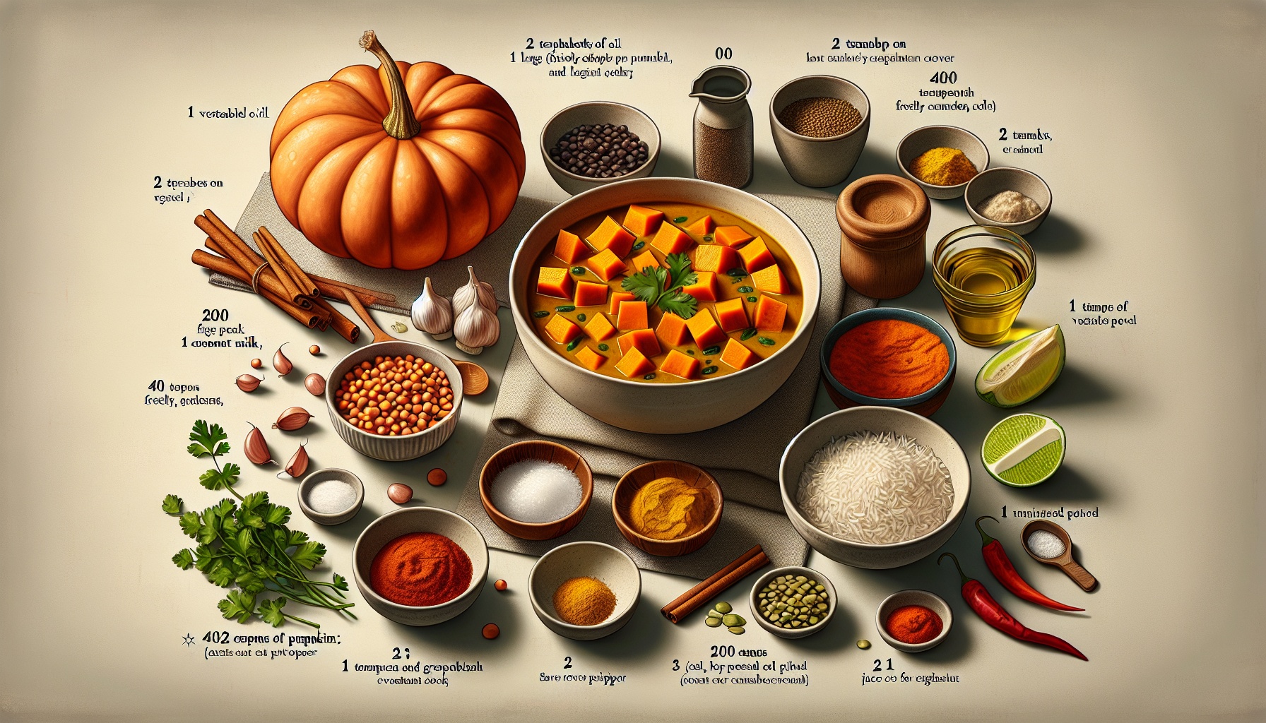Spiced Pumpkin and Lentil Curry with Coconut and Fresh Coriander Recipe