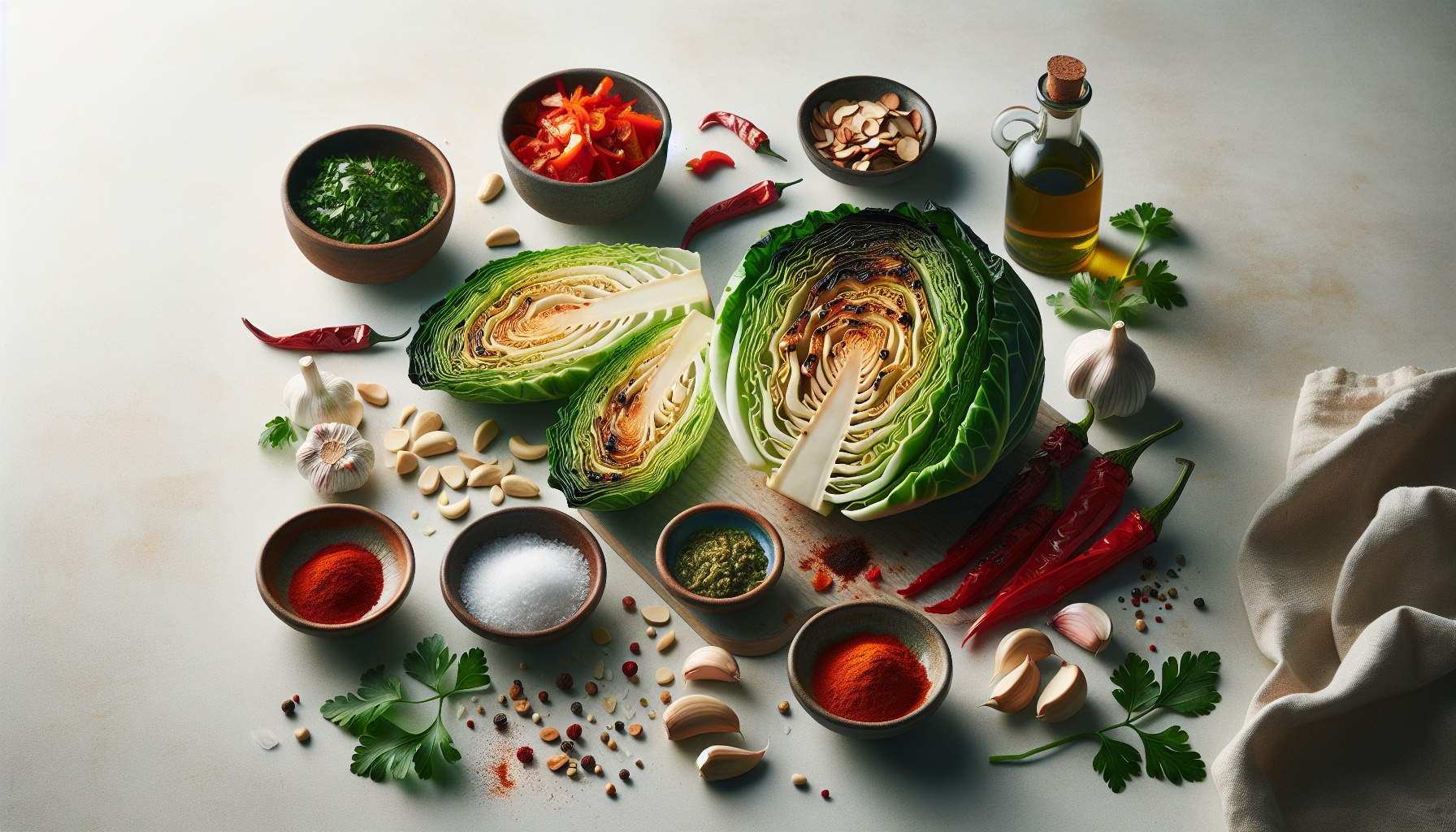 Charred Cabbage Wedges with Smoky Romesco and Toasted Almonds Recipe