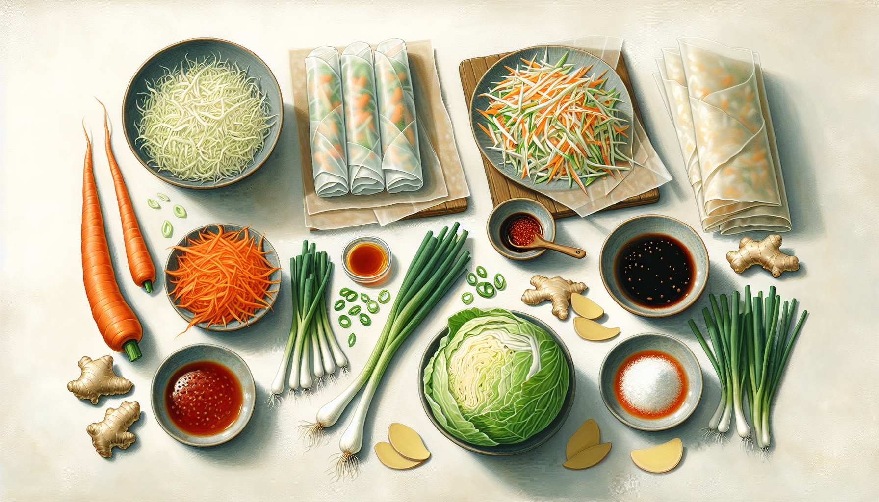 Crispy Rice Paper Dumplings with Ginger Cabbage Slaw and Sweet Chili Dip Recipe