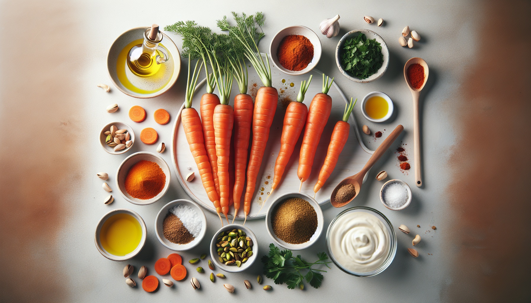 Herb Roasted Carrot Steaks with Creamy Harissa Sauce and Toasted Pistachios Recipe