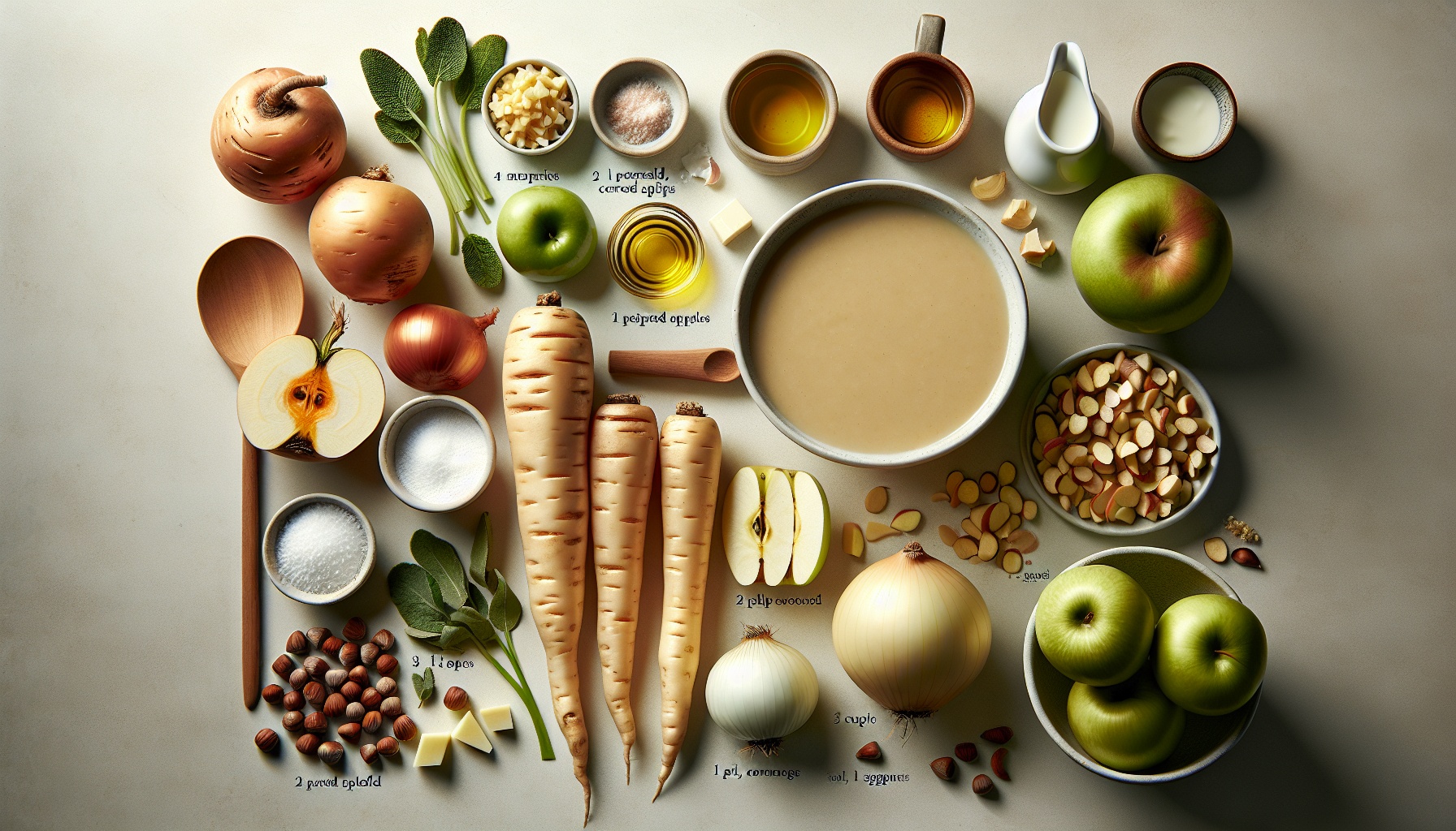 Roasted Parsnip and Apple Soup with Sage Hazelnut Crunch Recipe