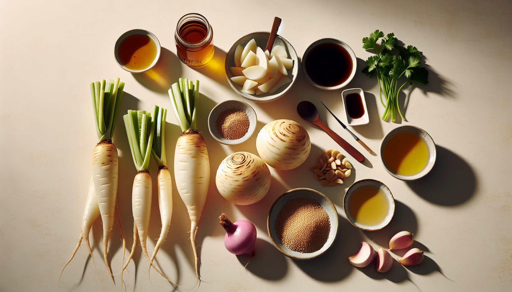 Miso Glazed Turnips with Sesame Ginger Dressing and Fresh Herbs Recipe