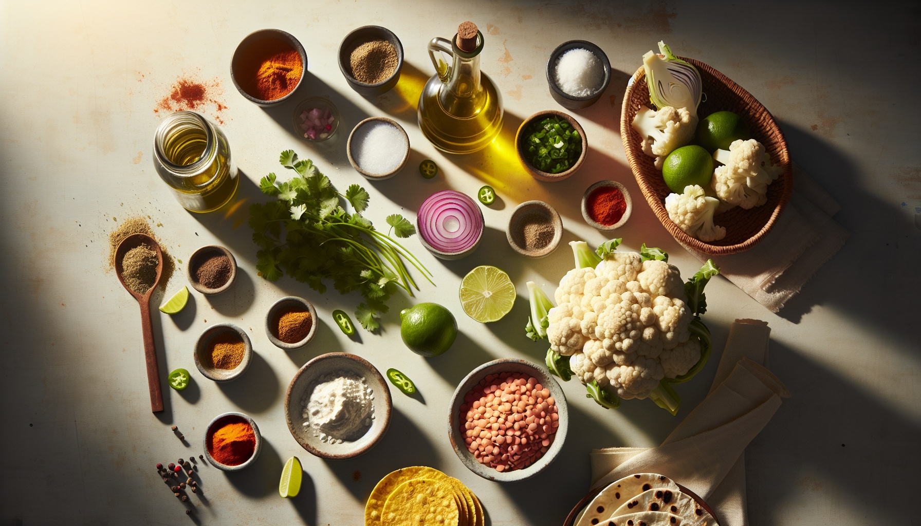 Spiced Cauliflower and Lentil Tacos with Pickled Red Onions and Lime Crema Recipe