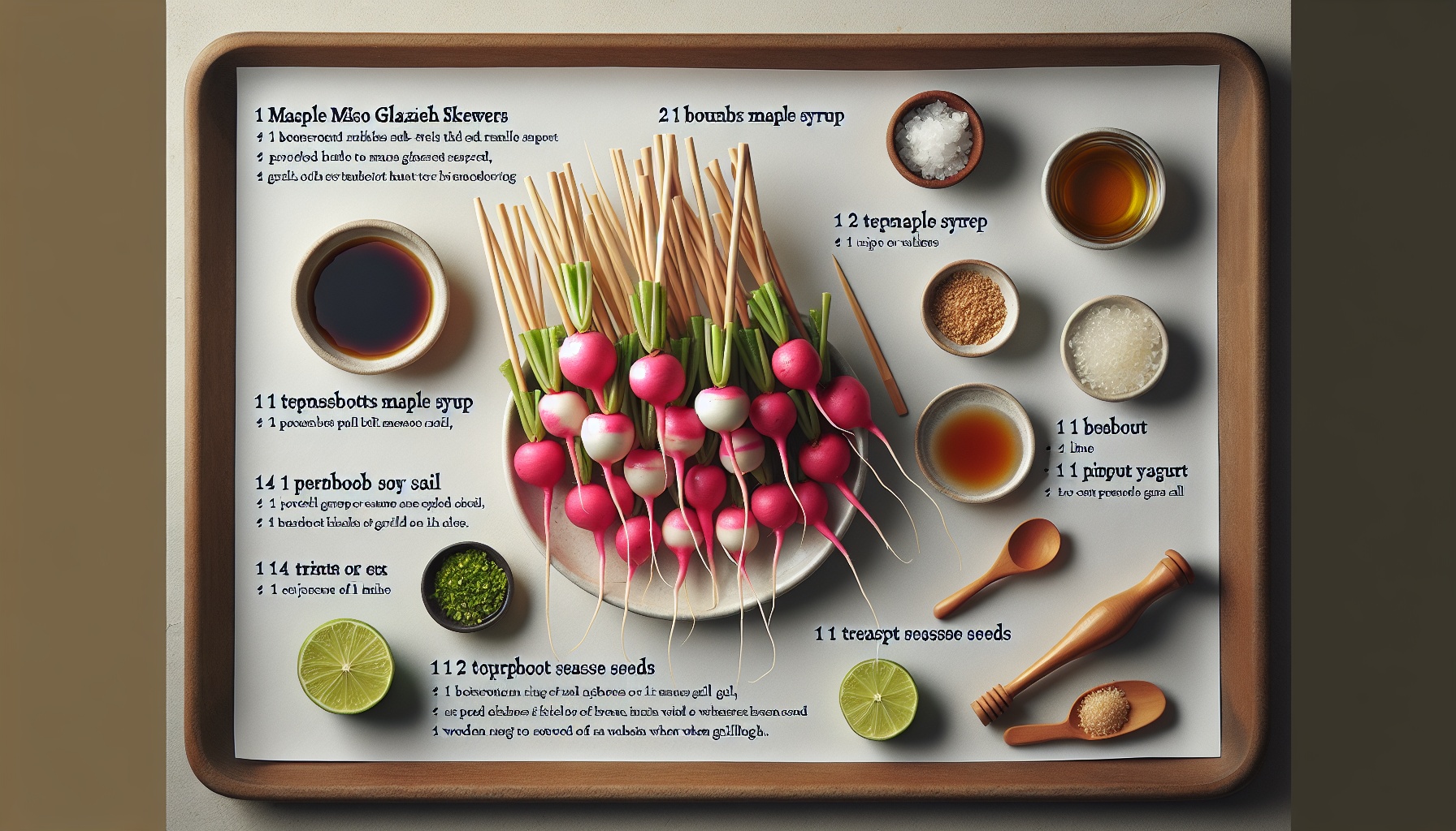 Maple Miso Glazed Radish Skewers with Sesame Lime Dip Recipe
