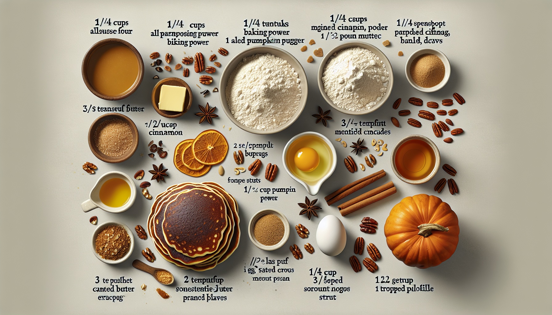 Spiced Pumpkin Pancakes with Maple Pecan Butter and Orange Honey Syrup Recipe