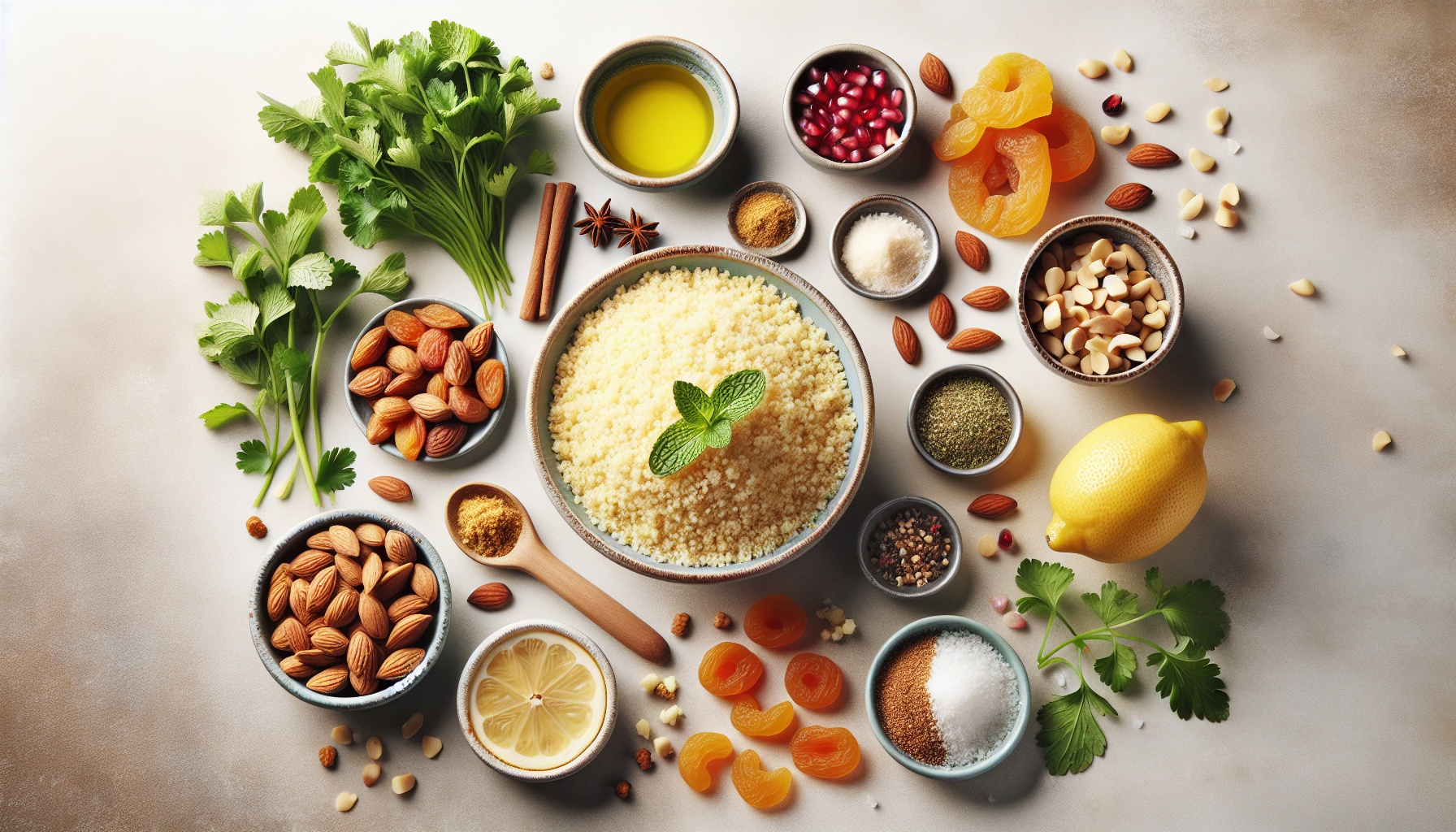 Spiced Apricot Couscous Salad with Toasted Almonds and Mint Lemon Dressing Recipe