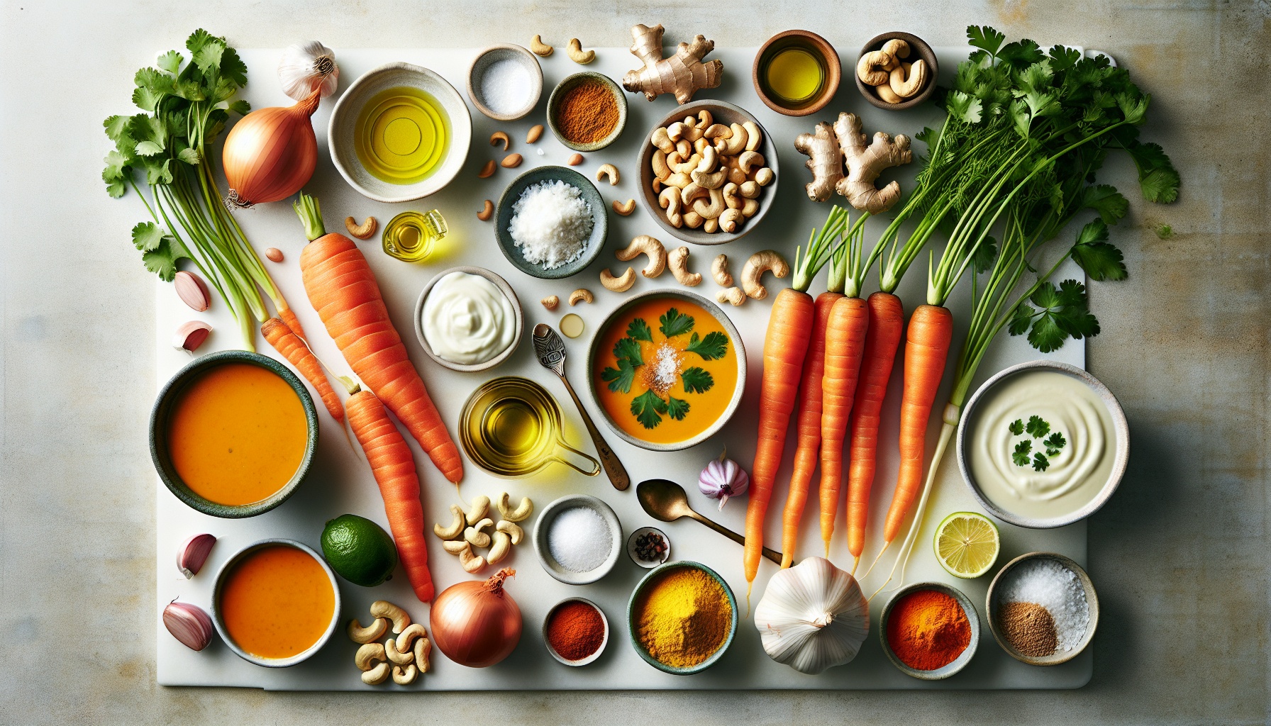 Golden Carrot Ginger Bisque with Toasted Cumin Cashews and Lime Yogurt Swirl Recipe
