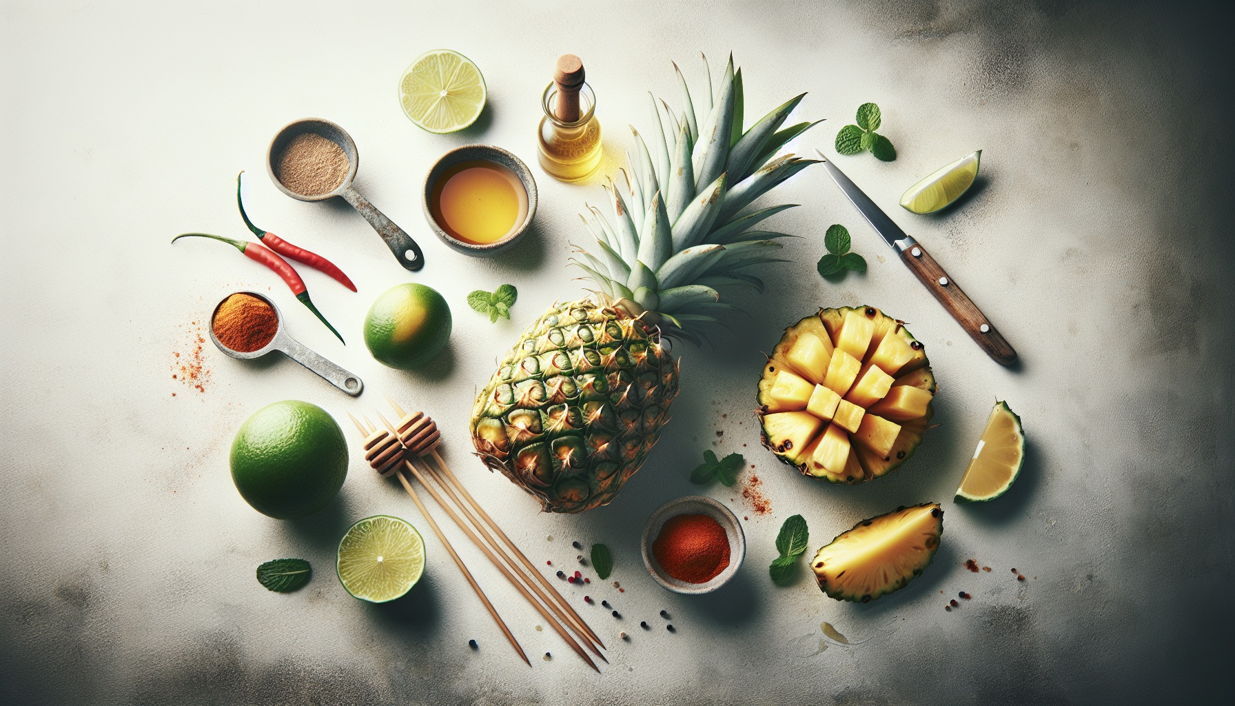 Grilled Pineapple Skewers with Chili Lime Glaze and Fresh Mint Recipe