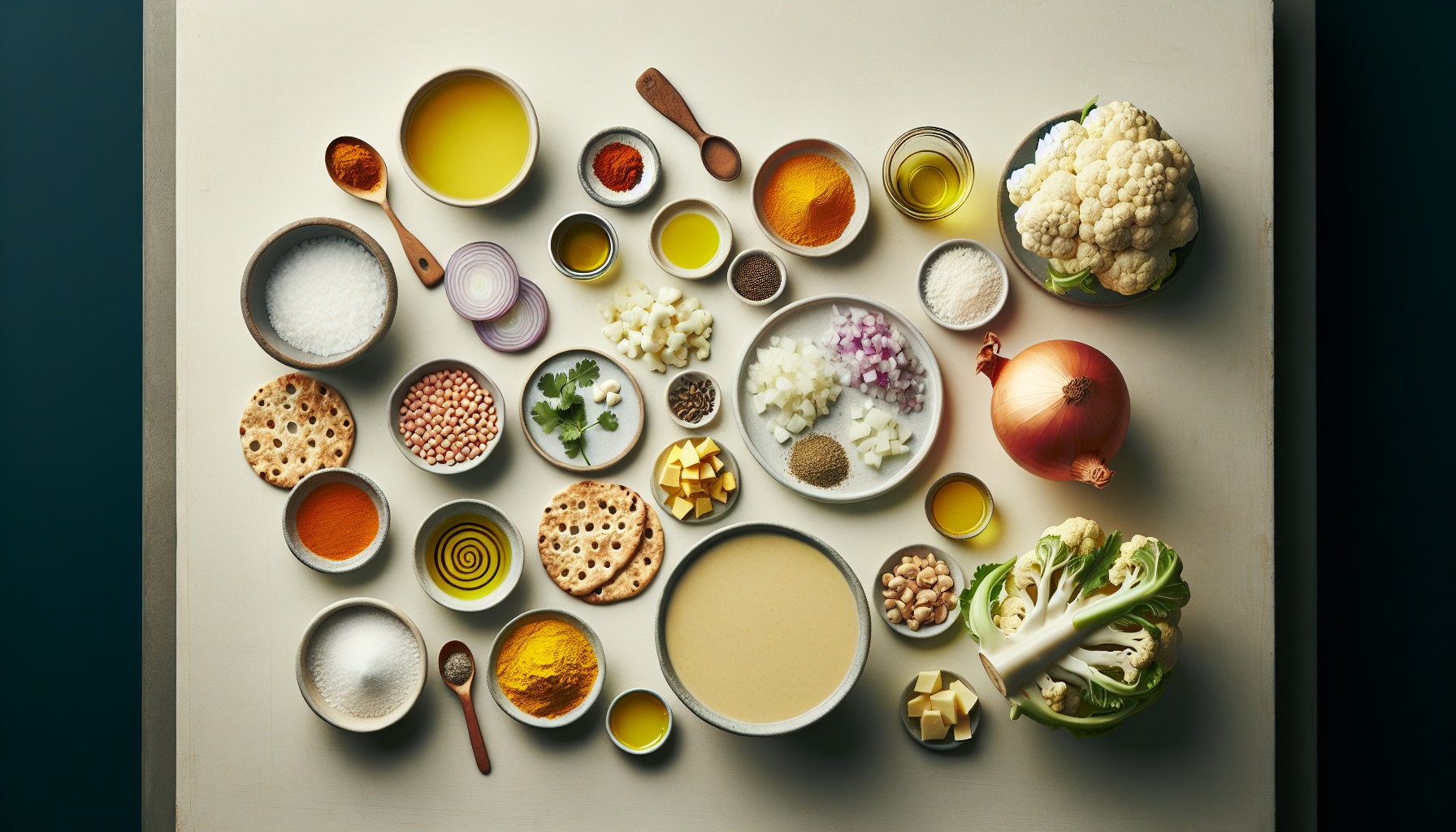 Turmeric Cauliflower Soup with Coconut Lentil Swirl and Spiced Pita Chips Recipe