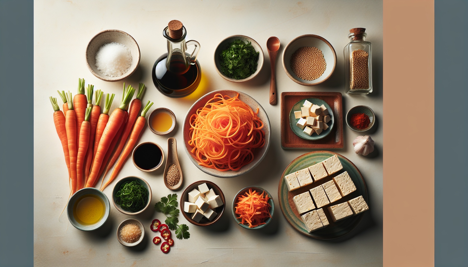 Sesame Ginger Carrot Noodles with Crispy Tofu and Fresh Cilantro Recipe